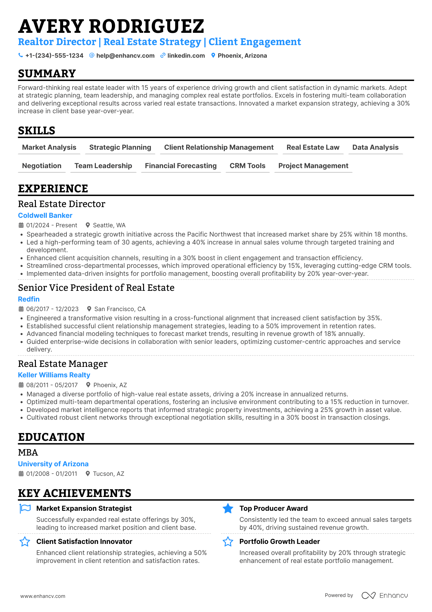 Realtor Director Resume Example