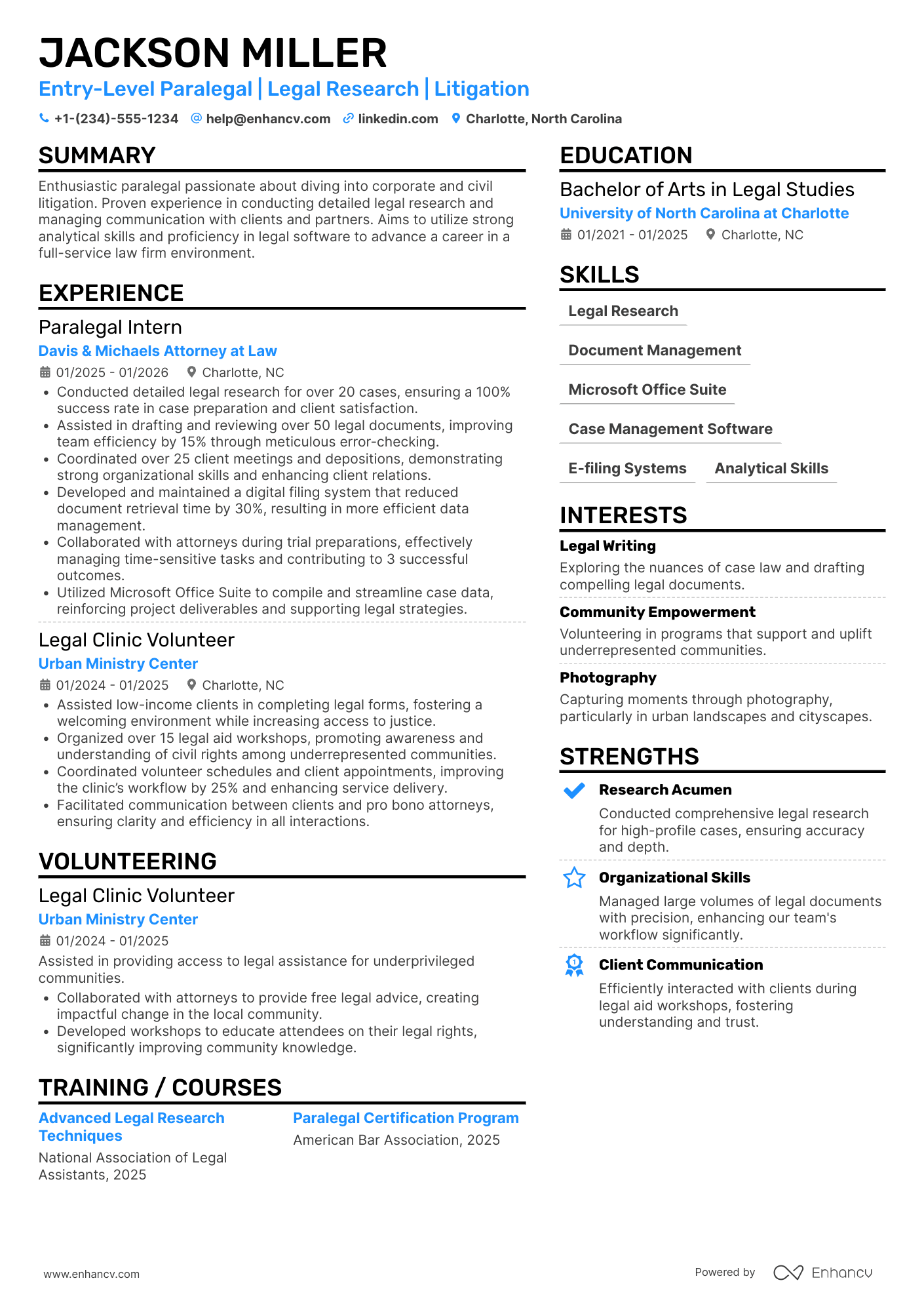 Entry Level Paralegal Resume Example