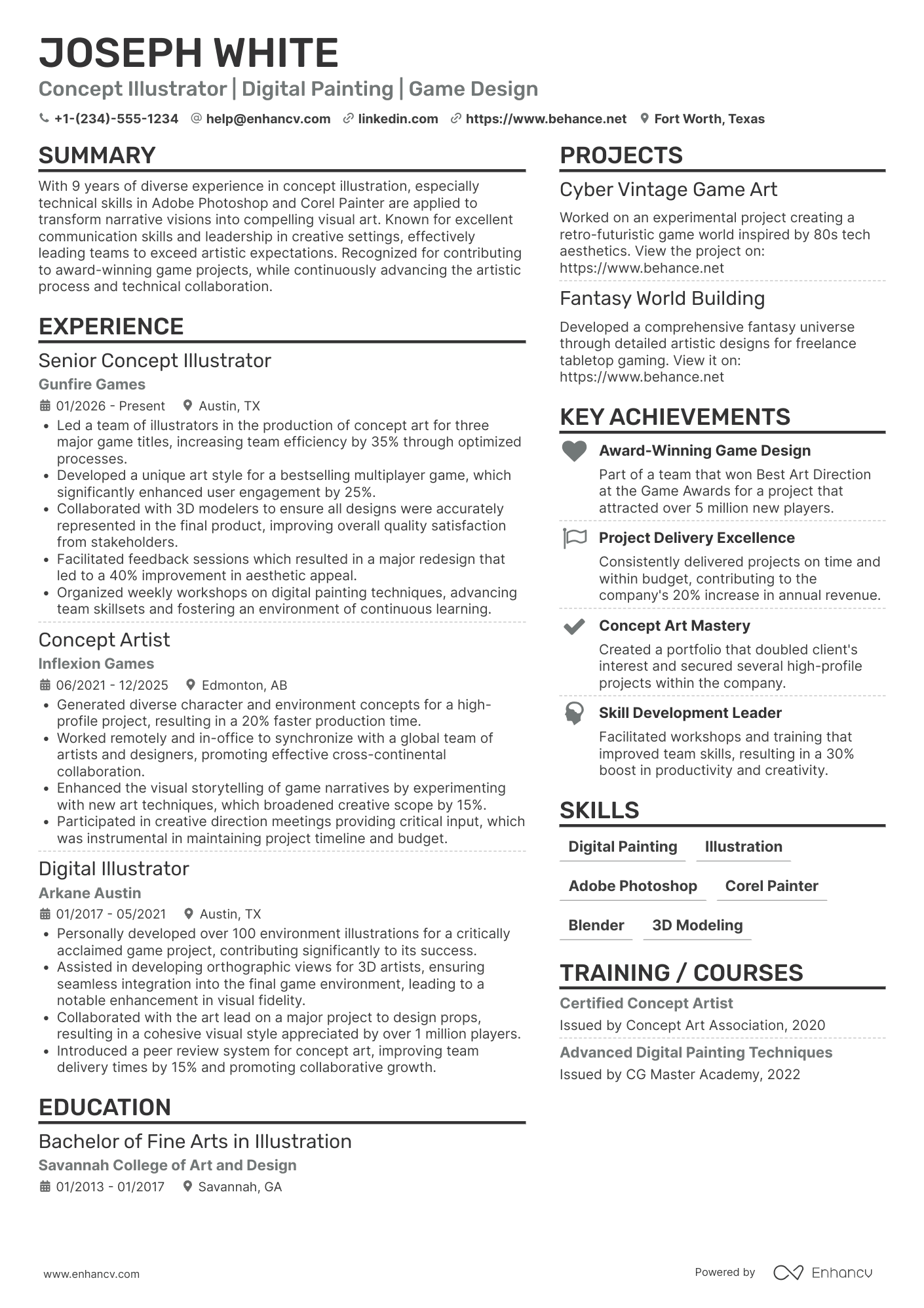 Concept Illustrator Resume Example
