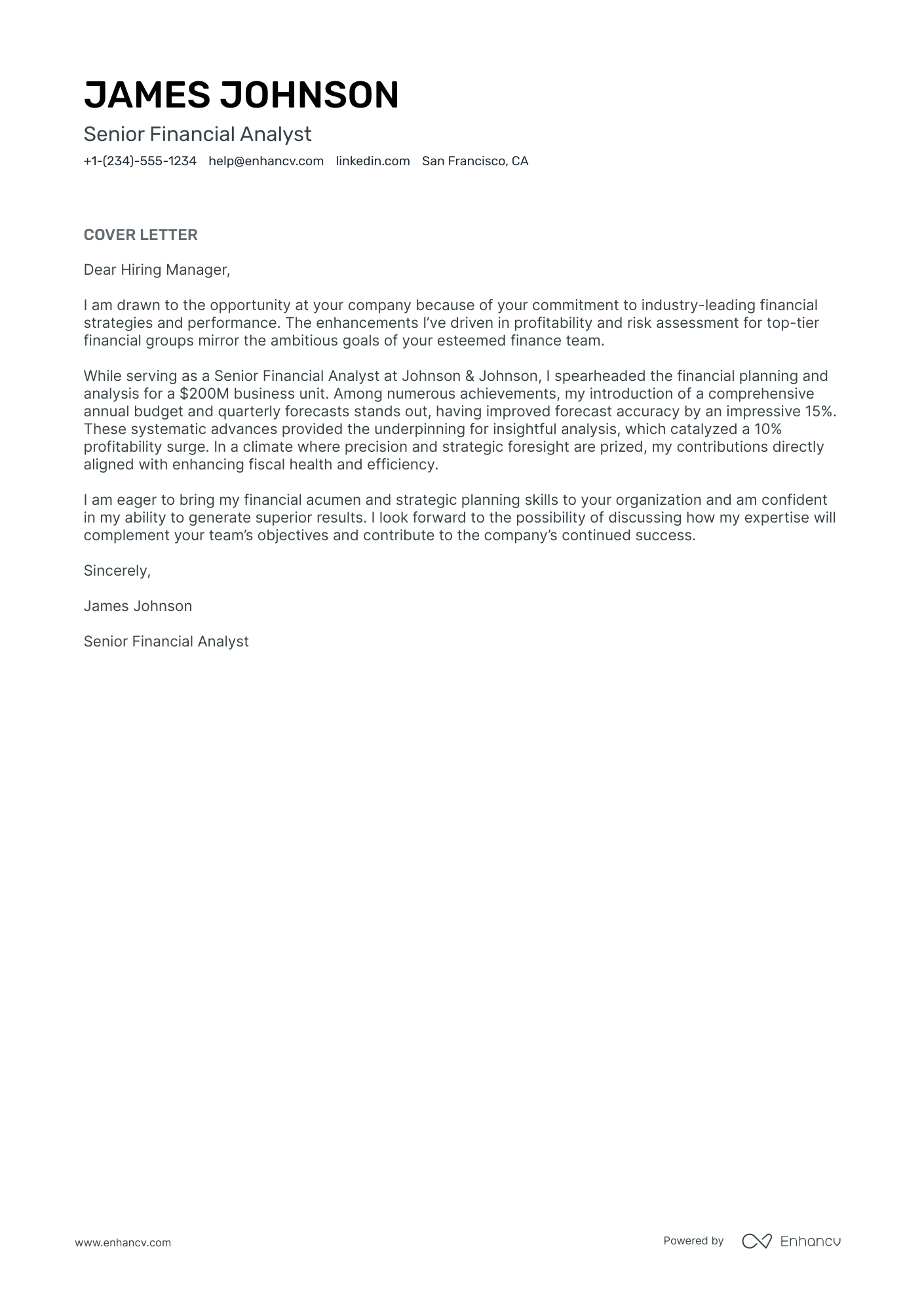 Senior Financial Analyst Resume Example