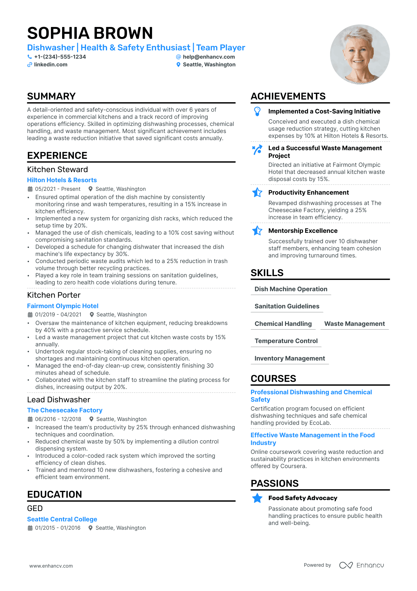Dishwasher Resume Example