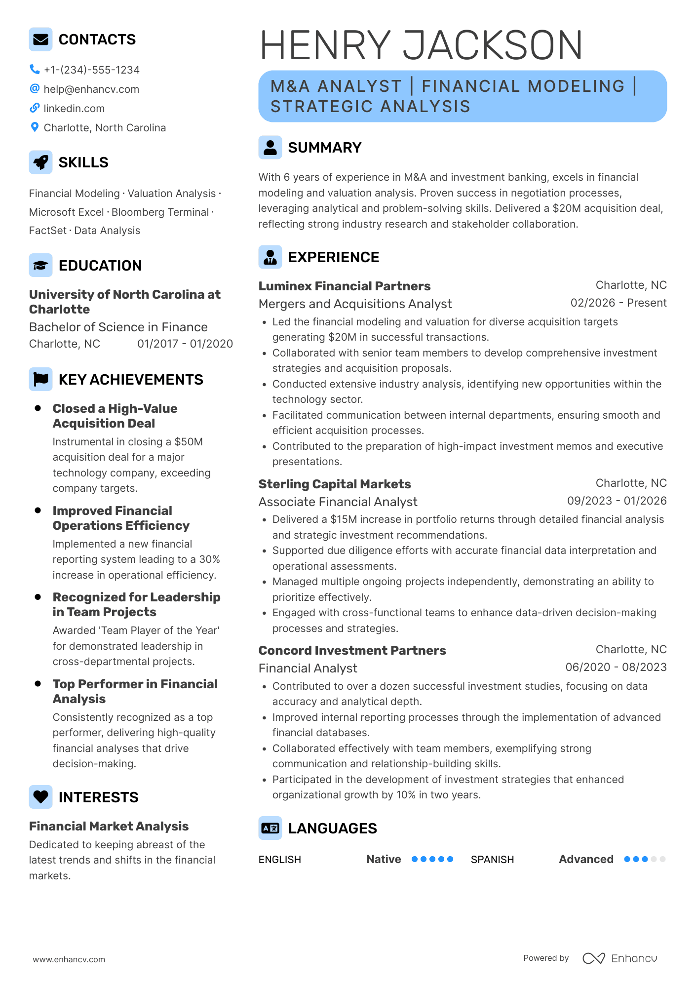 PwC Mergers and Acquisitions Analyst Resume Example