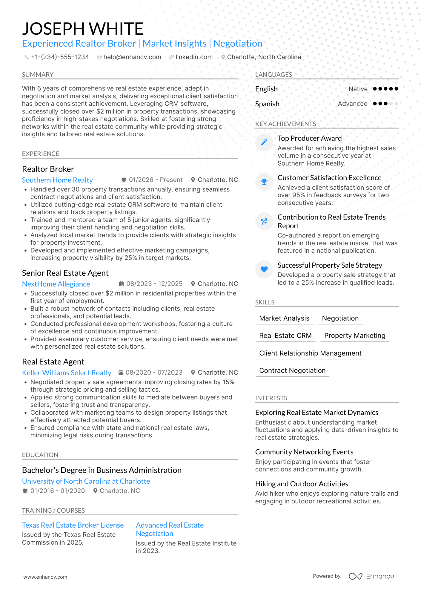 Realtor Broker Resume Example