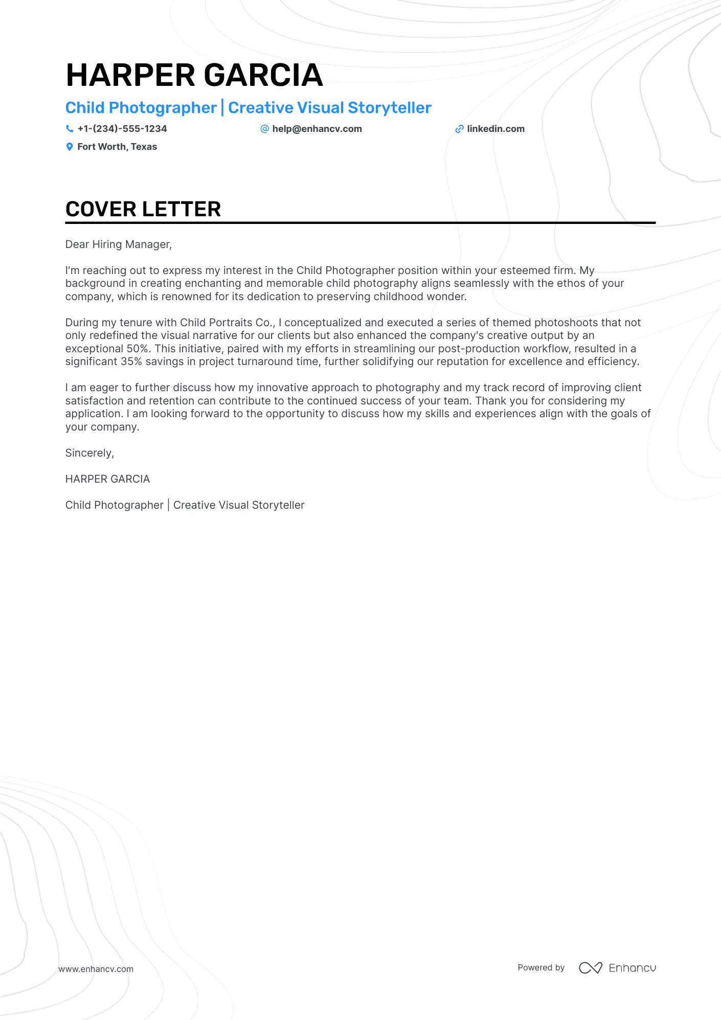 Child Photographer Resume Example