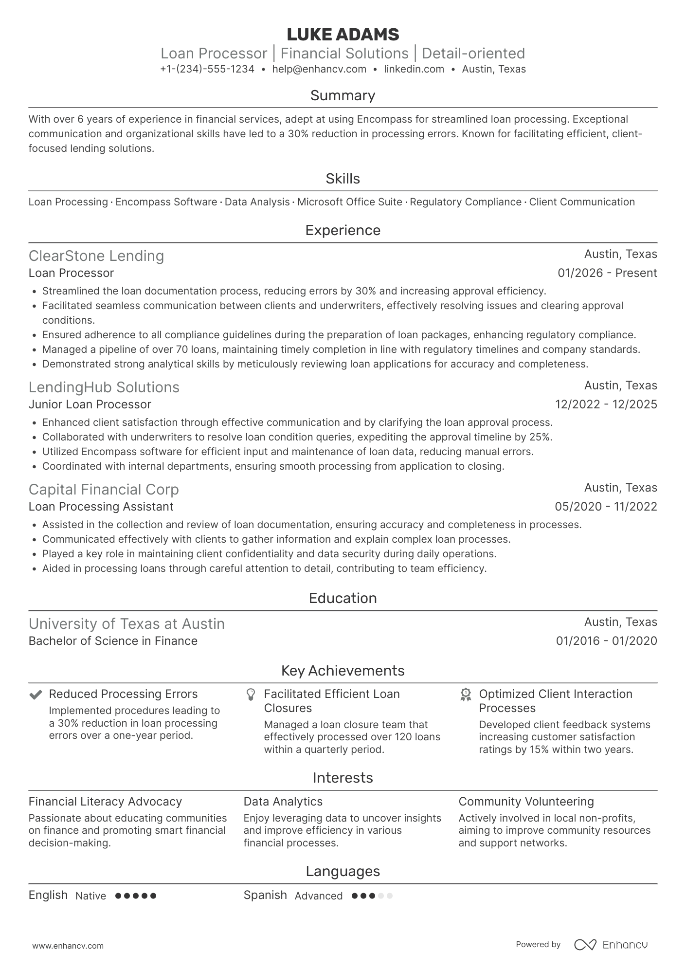 Loan Processor Resume Example
