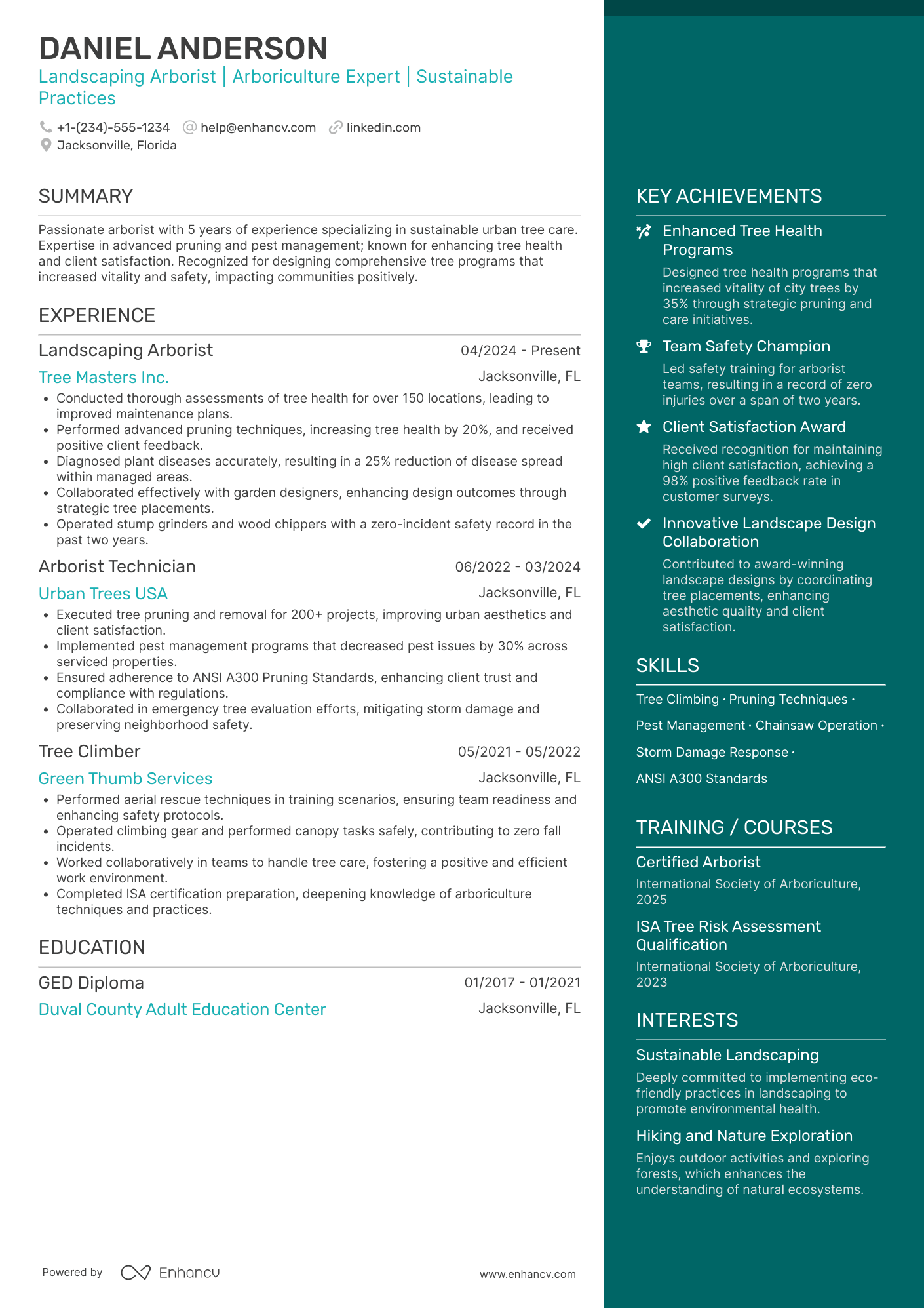 Landscaping Arbor Resume Example