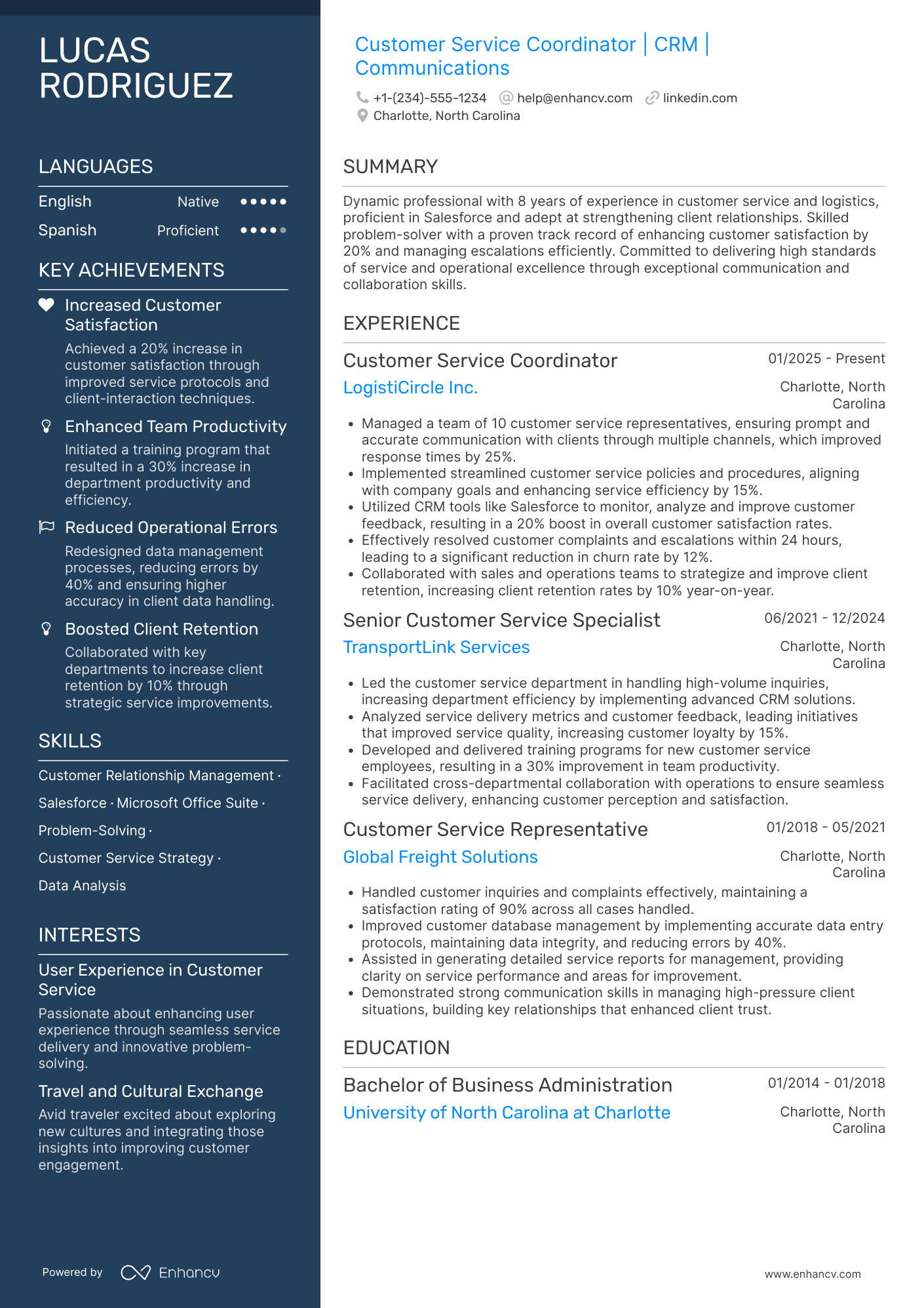 Customer Service Coordinator Resume Example