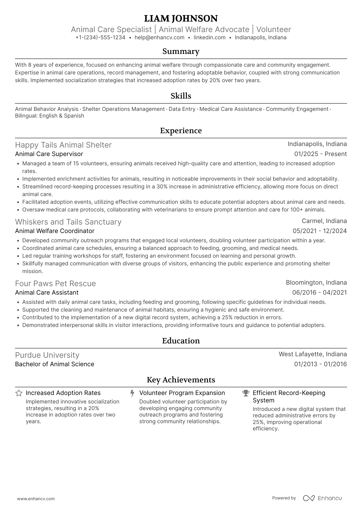 Animal Shelter Volunteer Resume Example