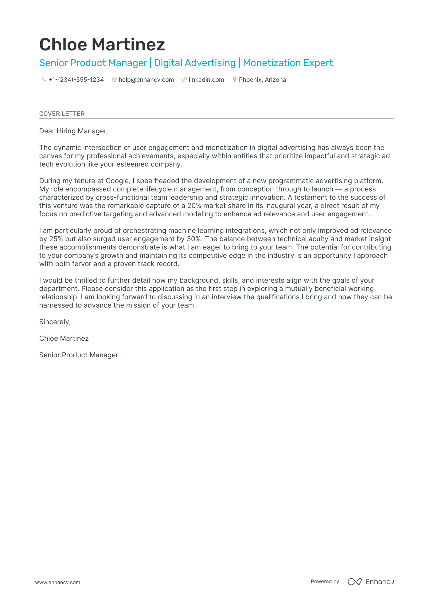 Principal Product Manager Resume Example