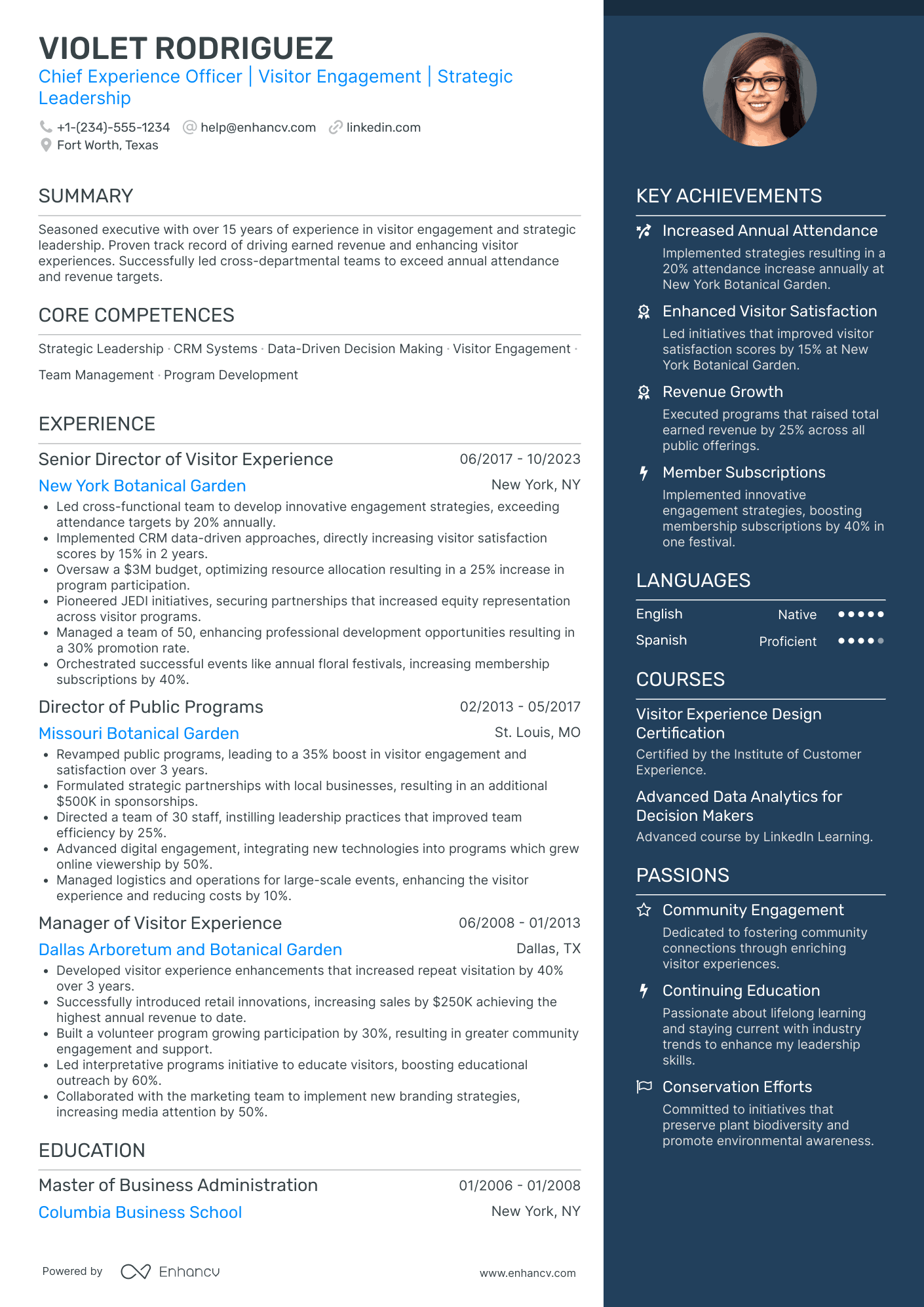 Chief Experience Officer in Training Resume Example