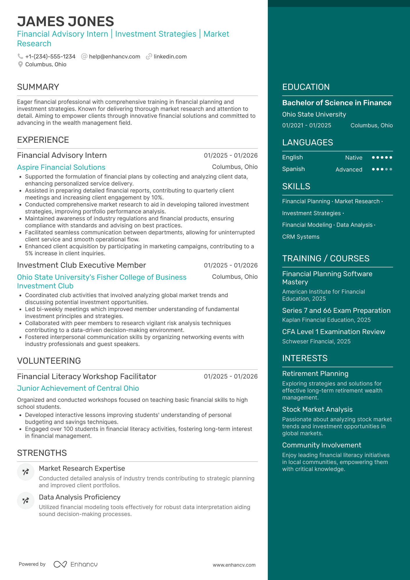 Financial Advisor Trainee Resume Example