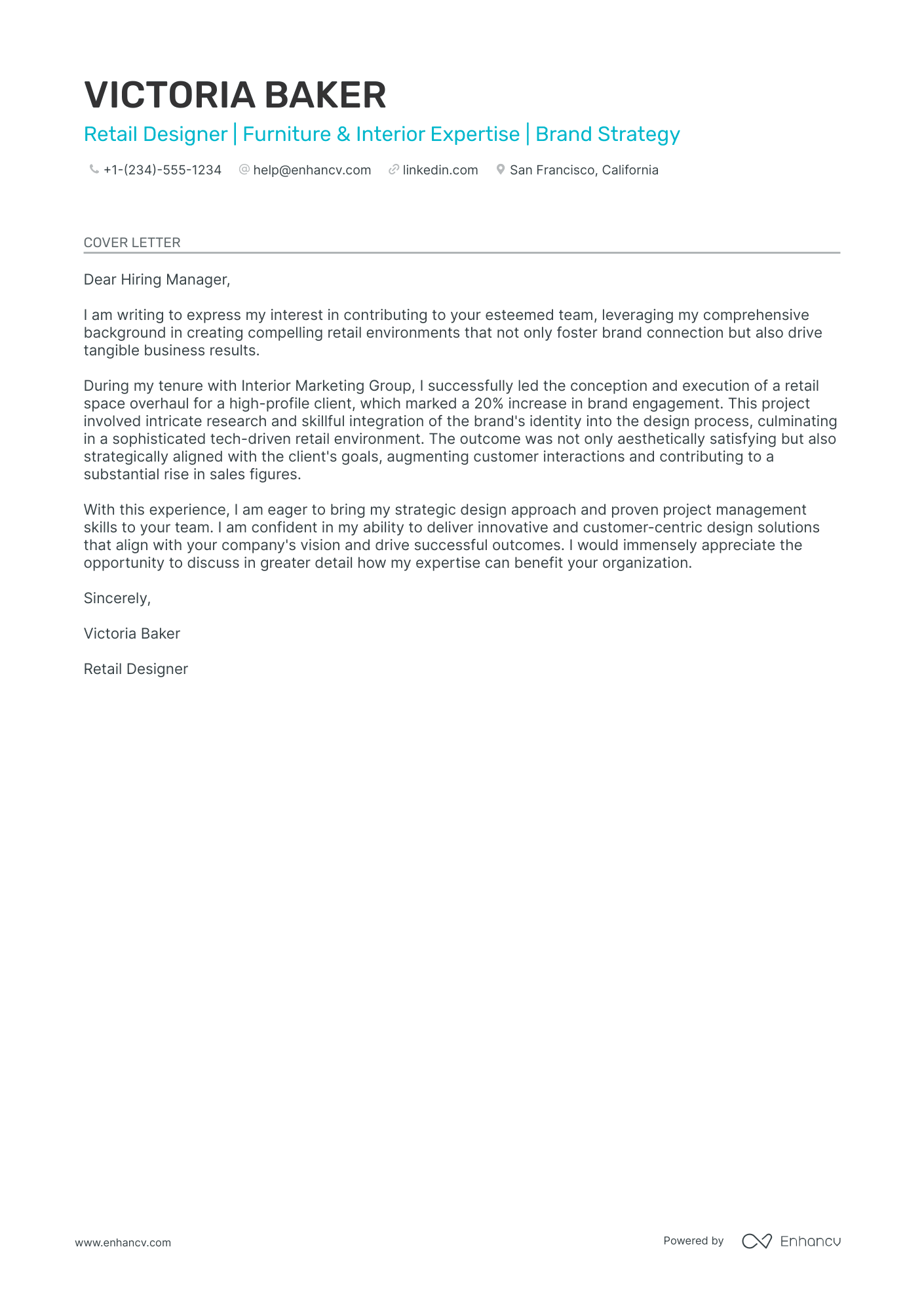 Retail Designer Resume Example