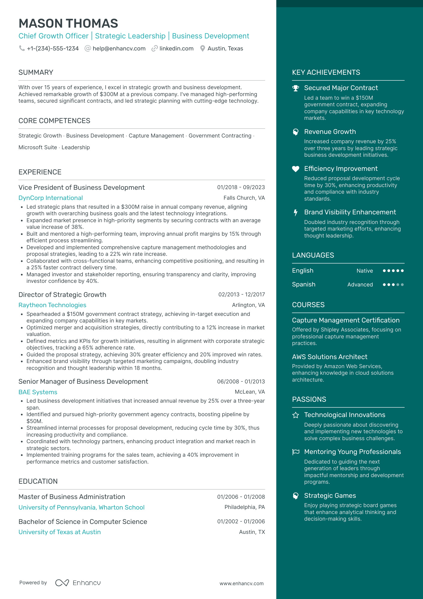 Global Chief Growth Officer Resume Example