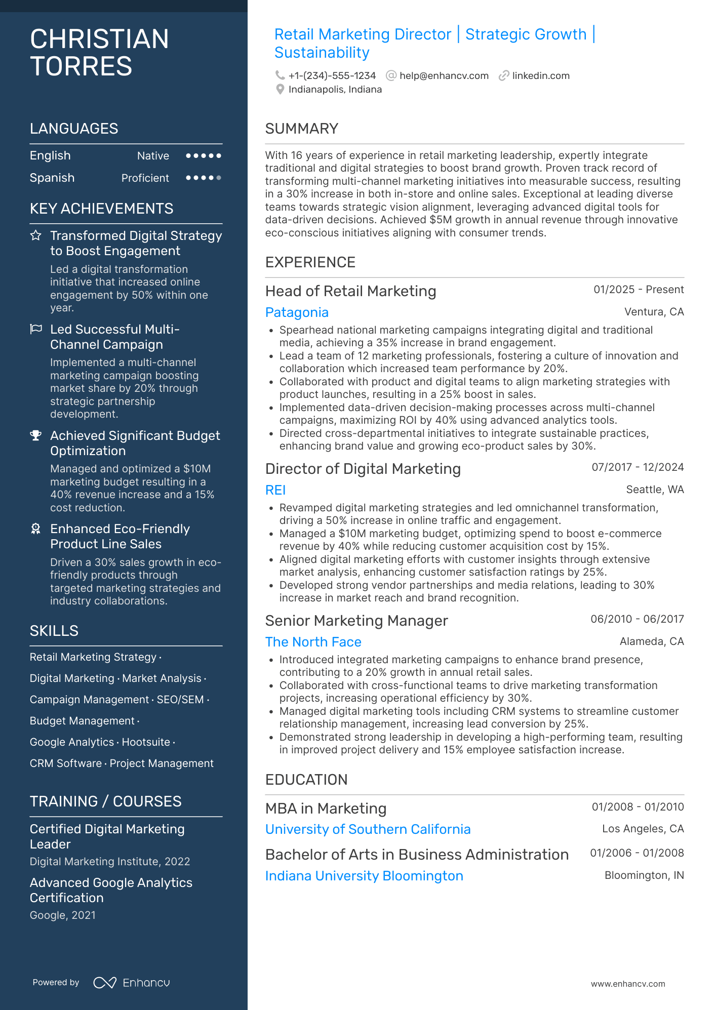 Retail Marketing Director Resume Example