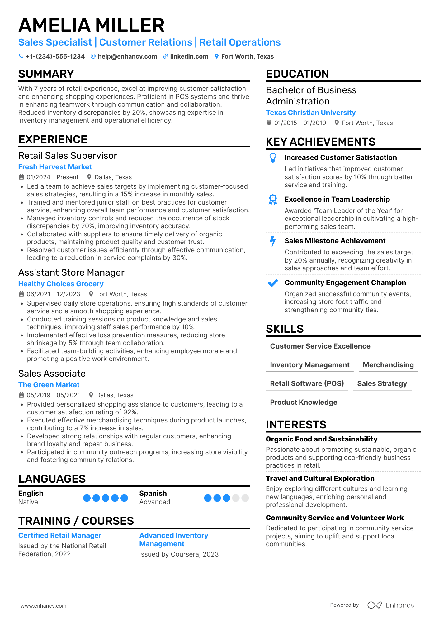 Sales Clerk Resume Example