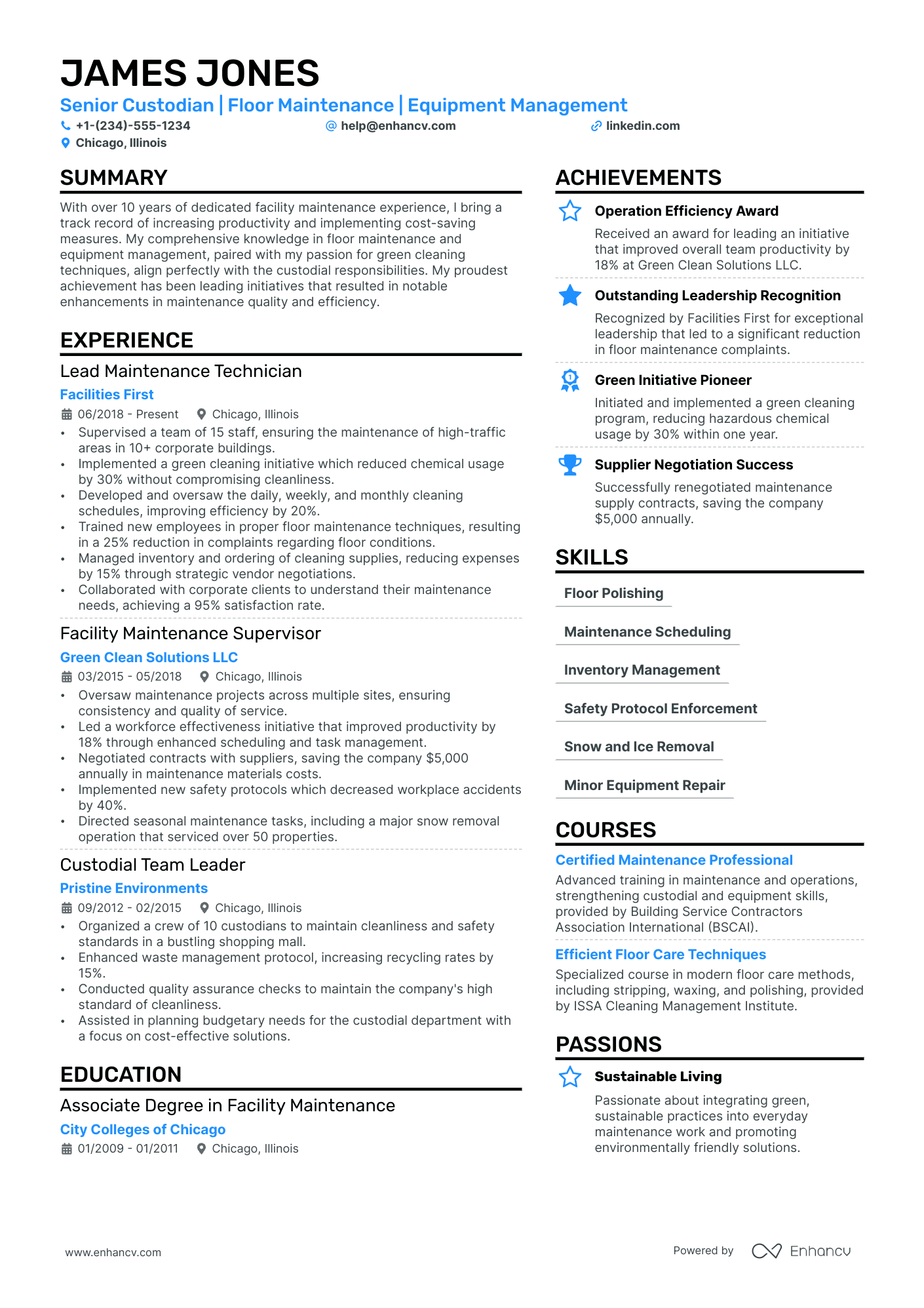 Custodian Resume Example
