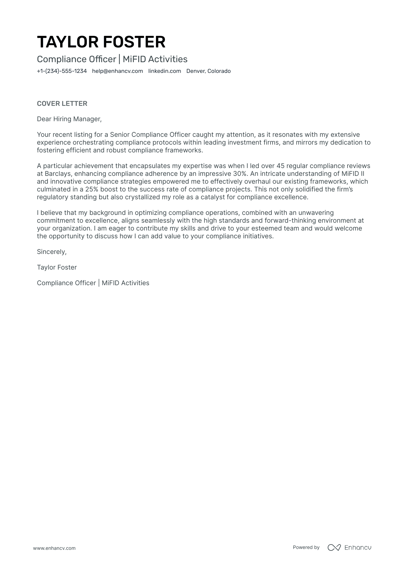 Compliance Officer Resume Example