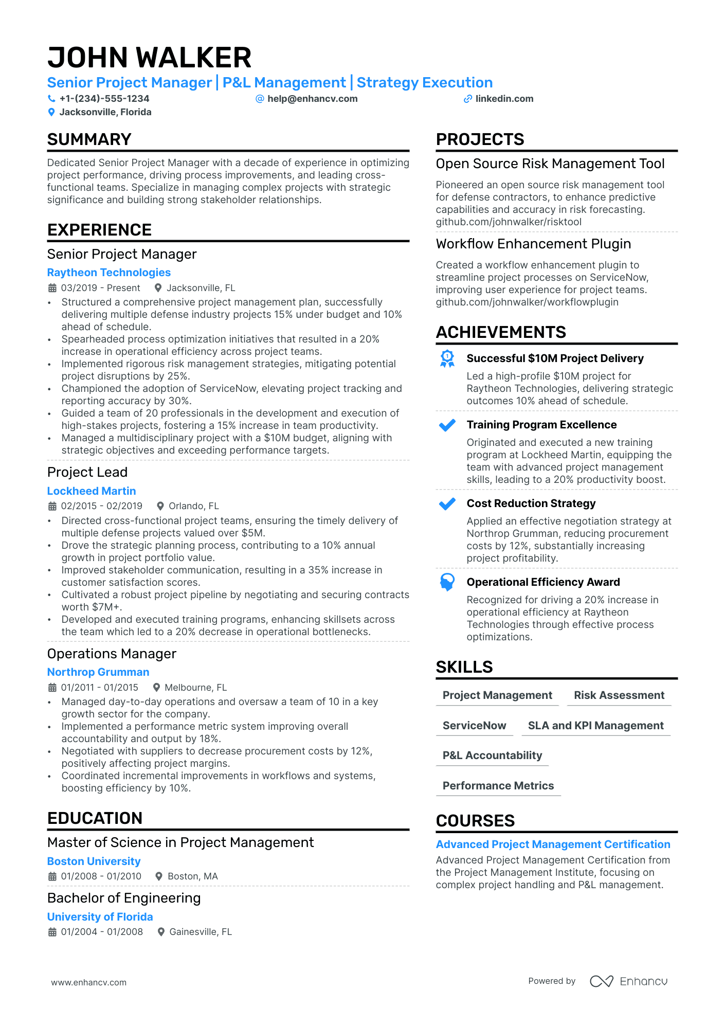 IT Service Manager Resume Example