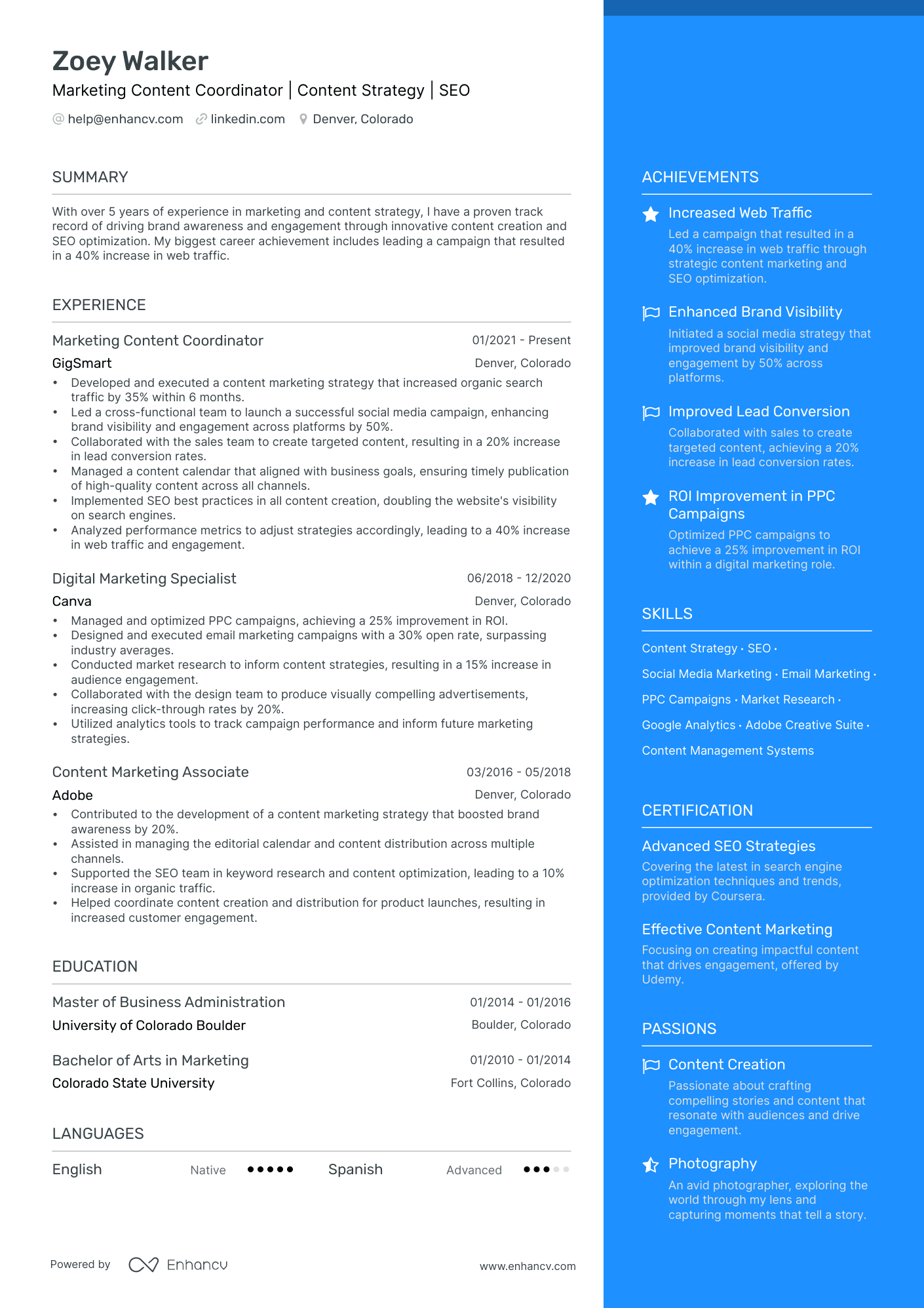 Marketing Coordinator Resume Example