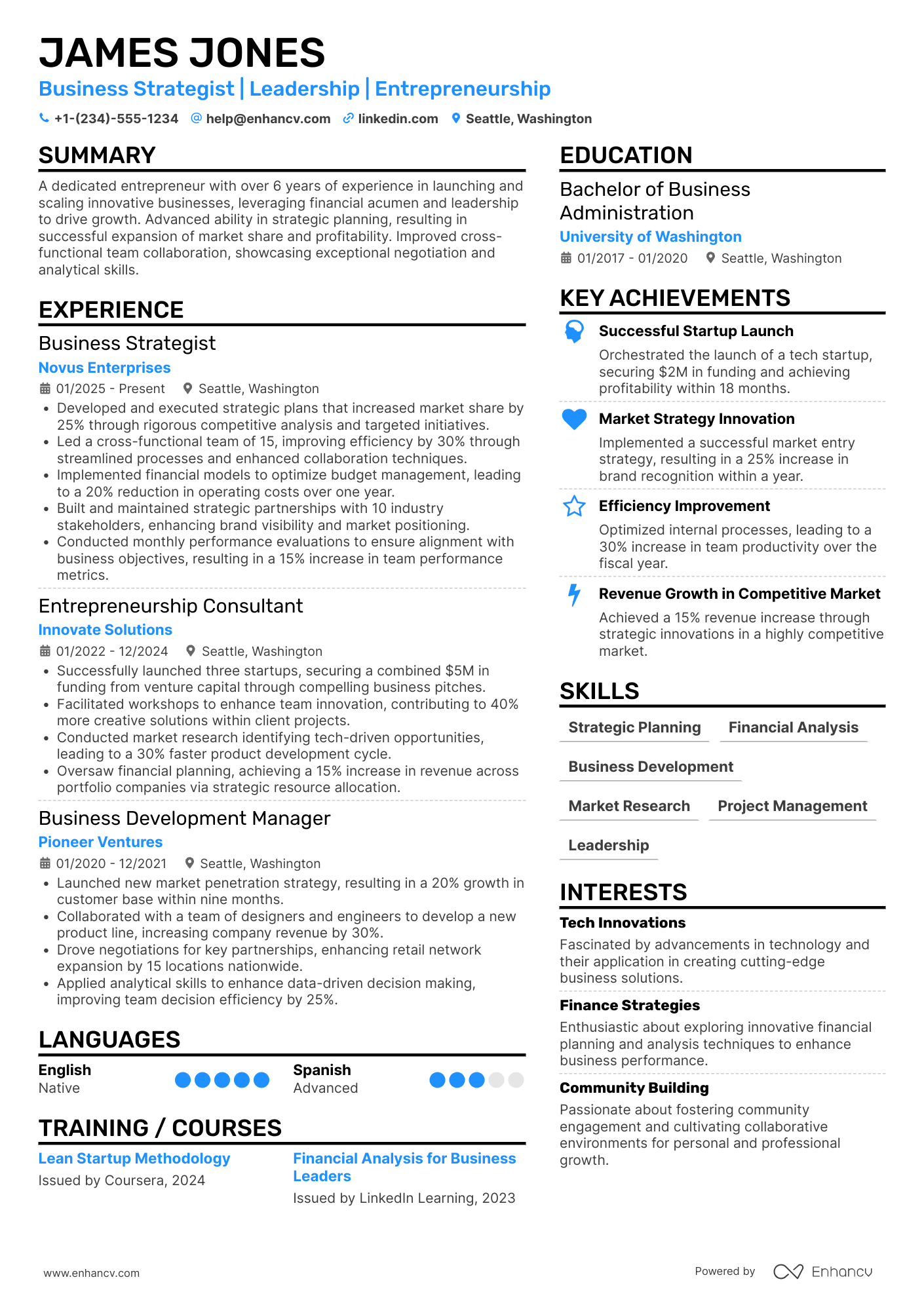 Serial Business Owner Resume Example