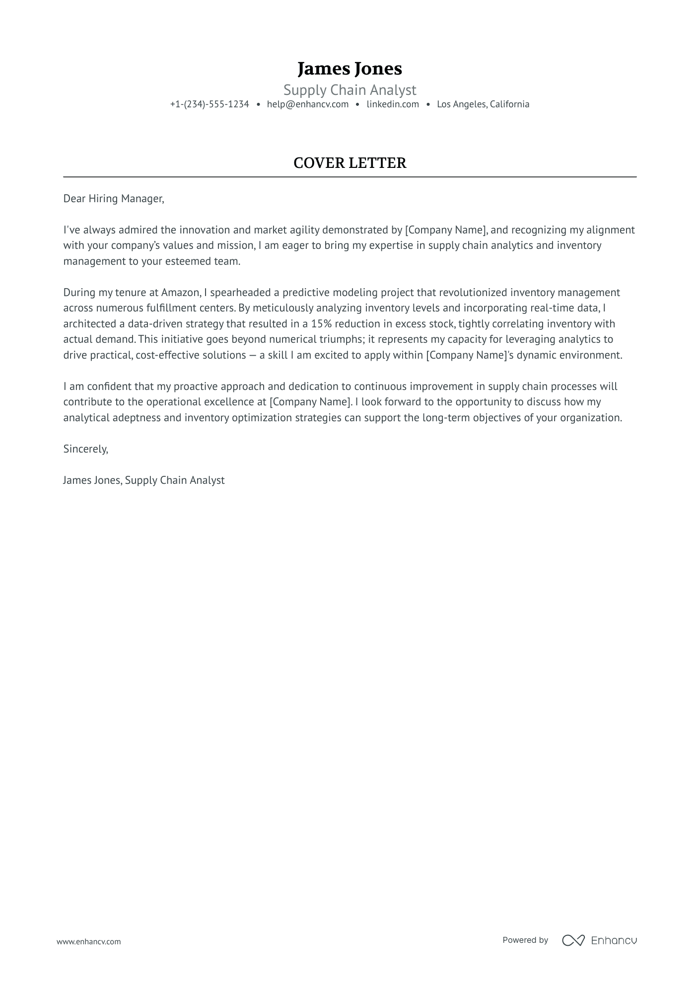 Supply Chain Business Analyst Resume Example