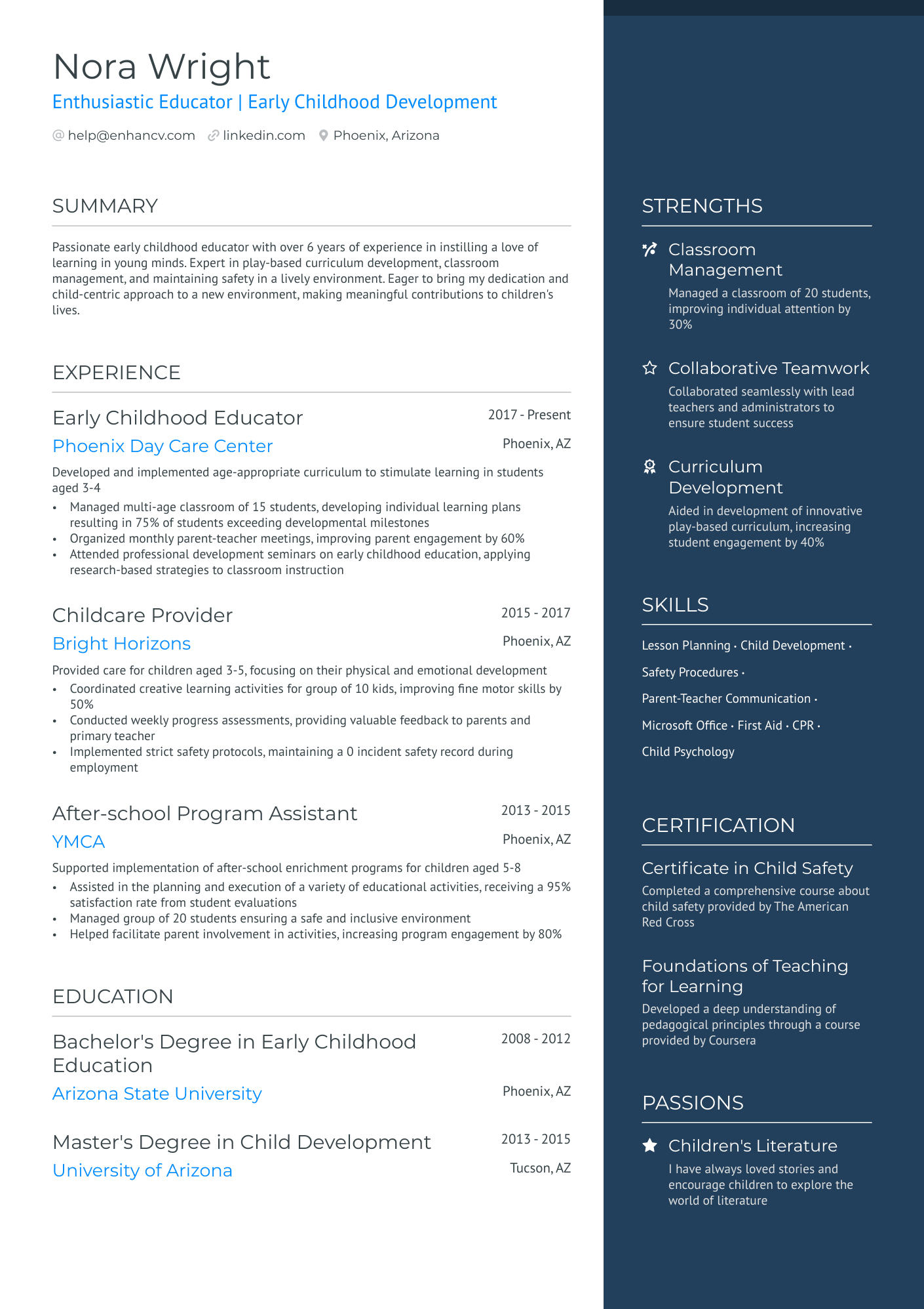 Preschool Teacher Assistant Resume Example