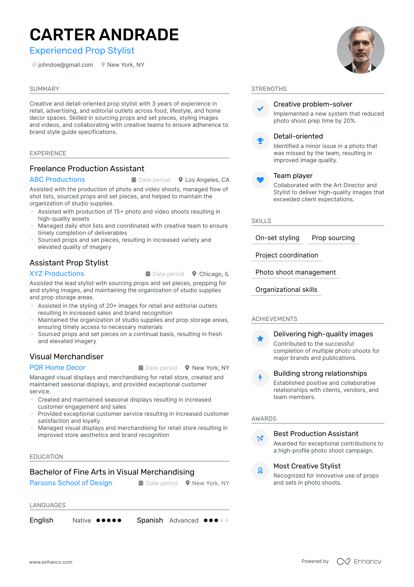 Freelance Production Assistant Resume Example