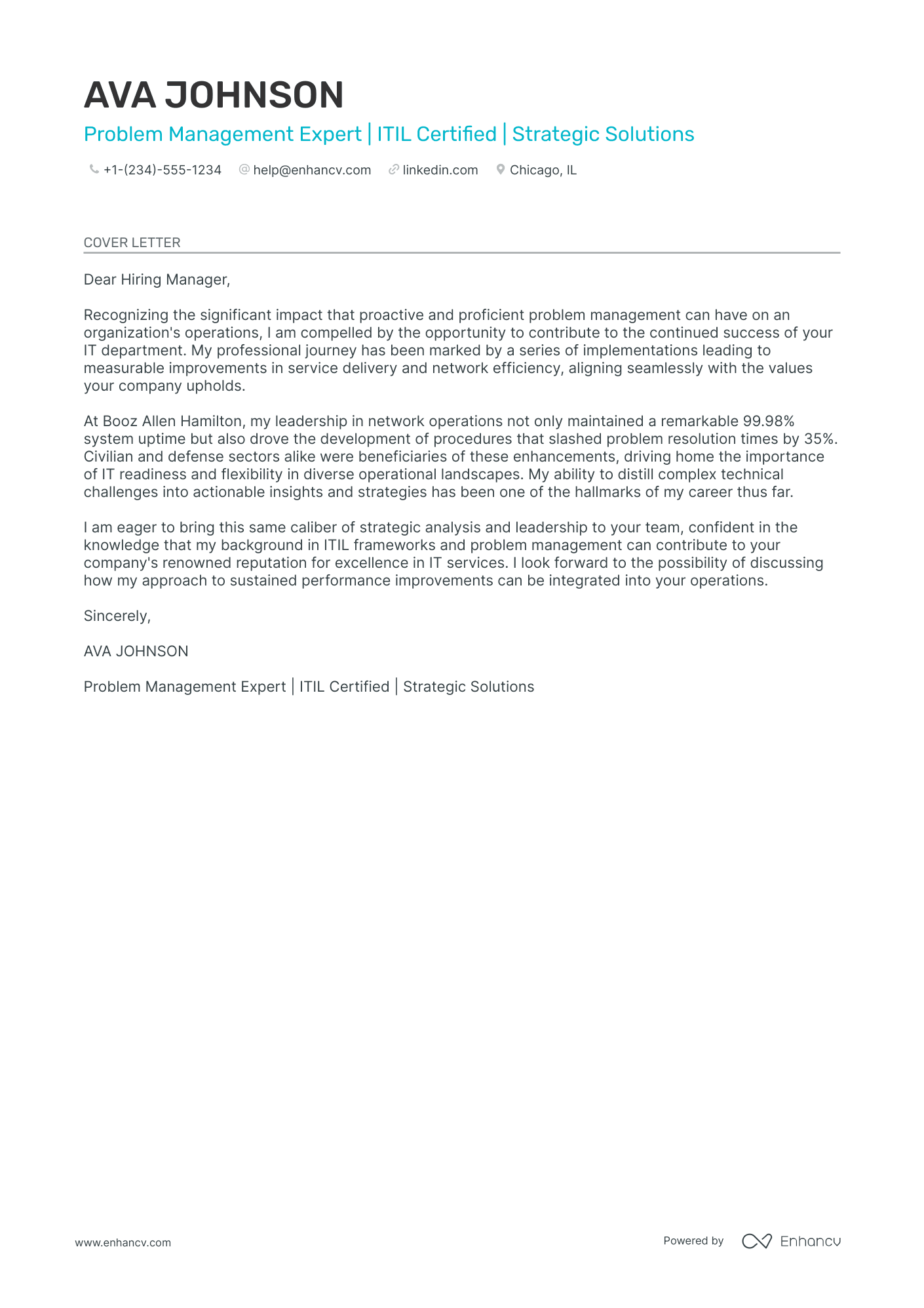Problem Manager Resume Example