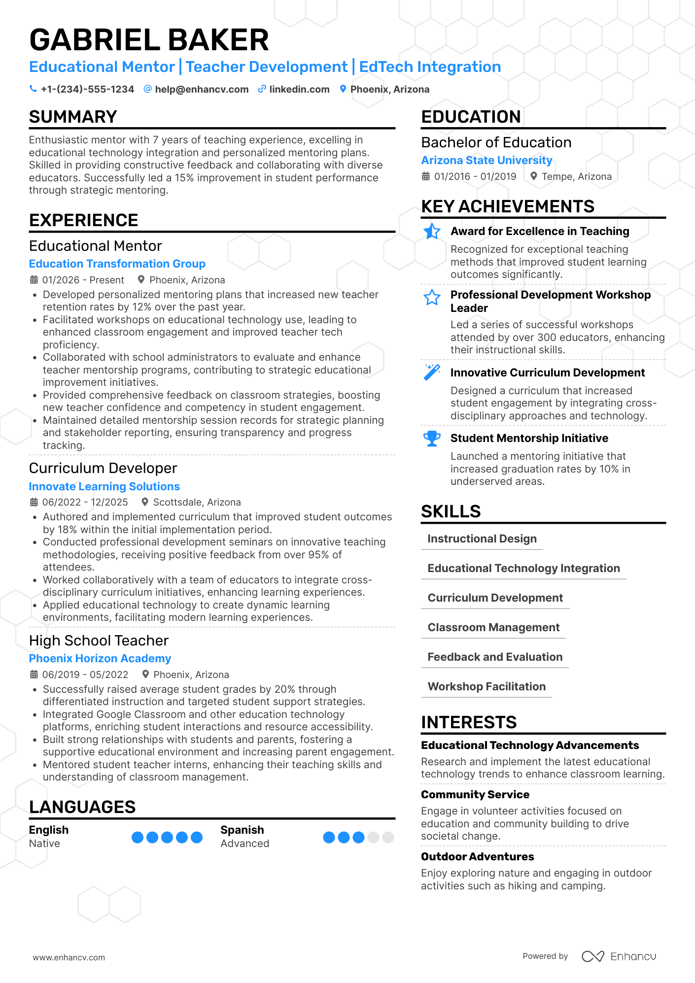 New Teacher Mentor Resume Example