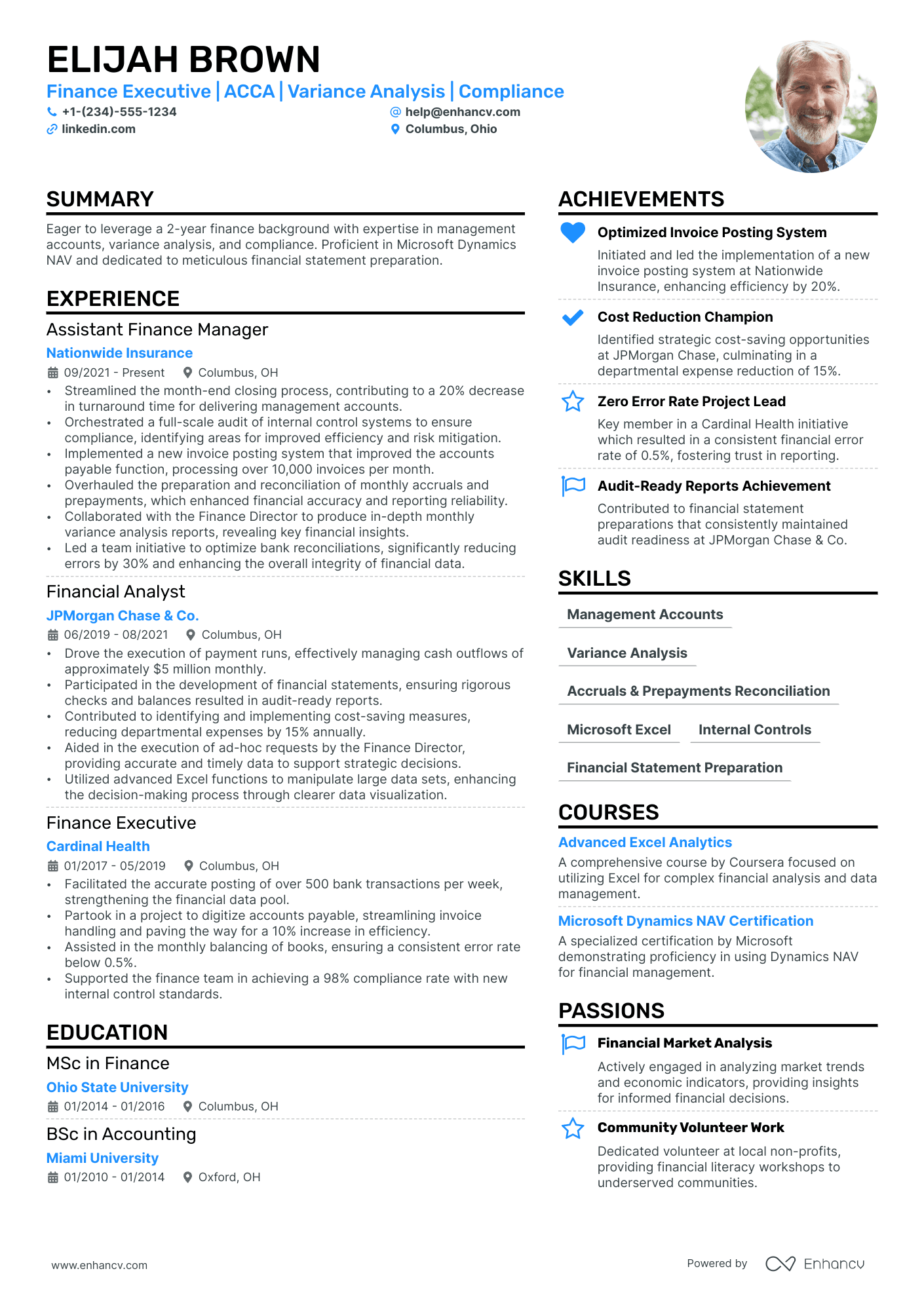 Finance Executive Resume Example