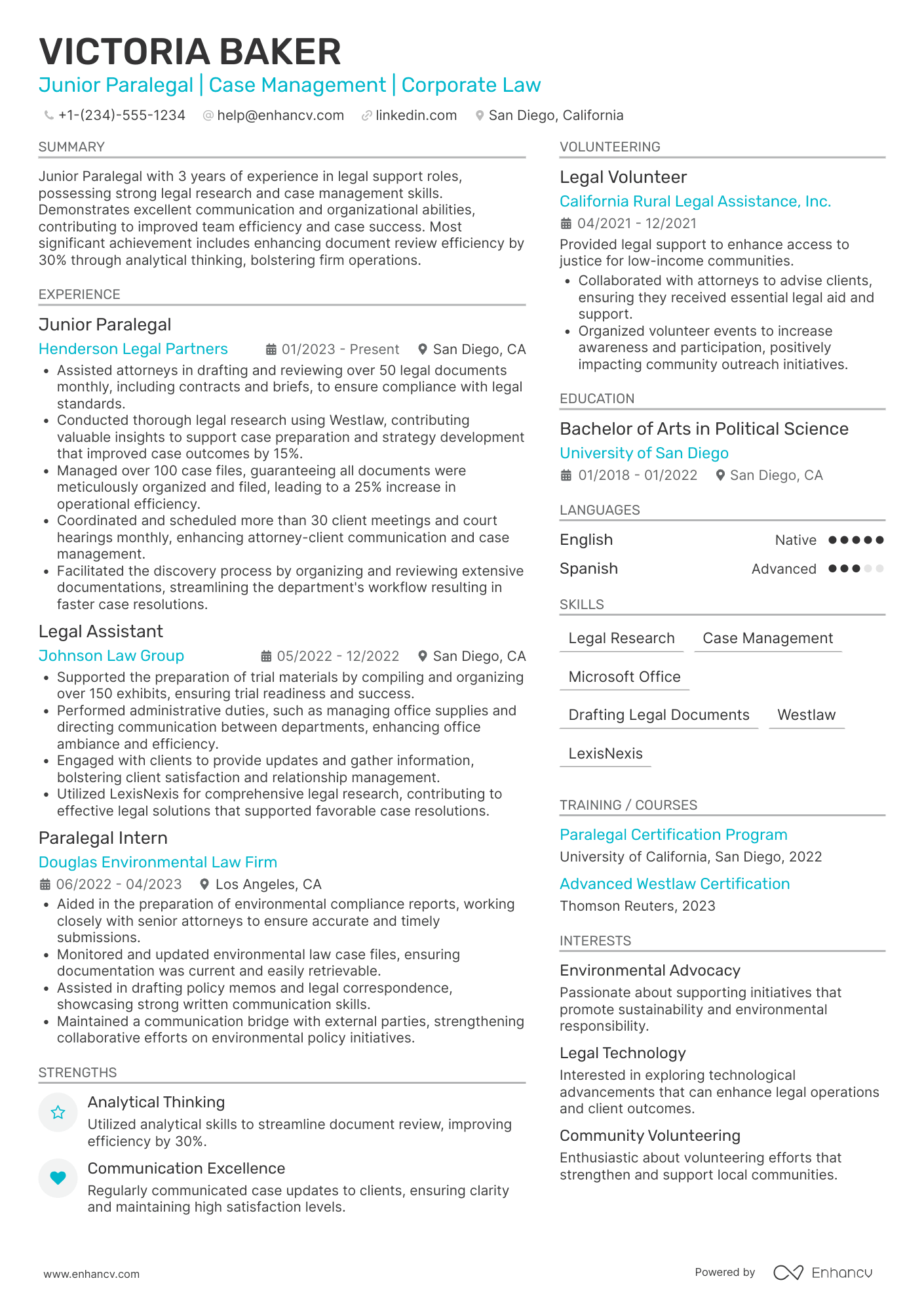 Junior Paralegal Resume Example