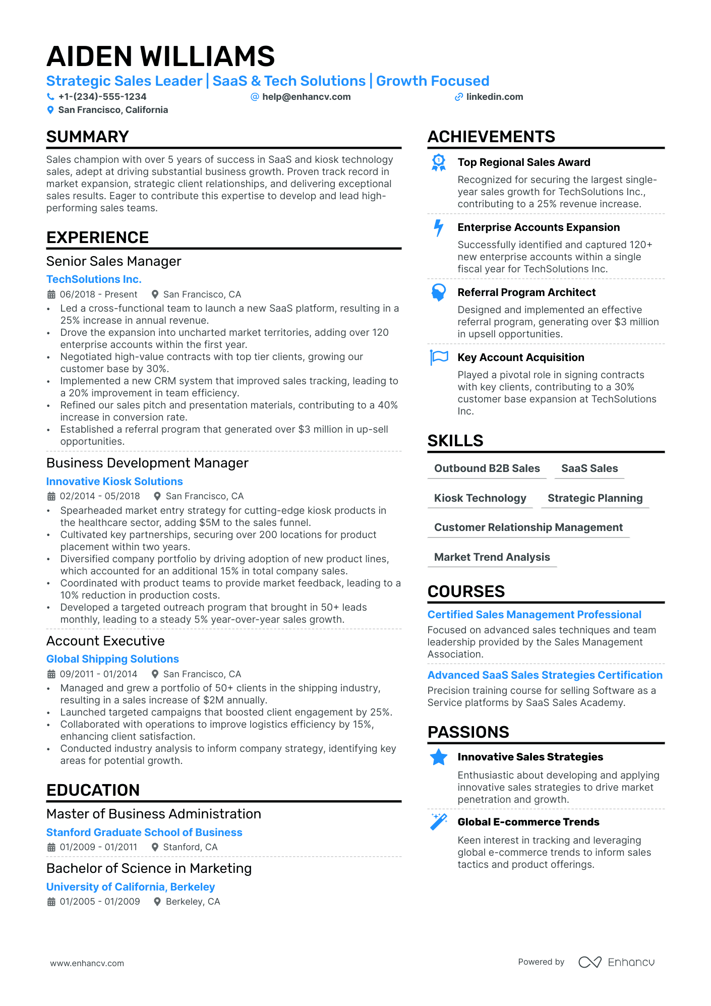 National Sales Manager Resume Example
