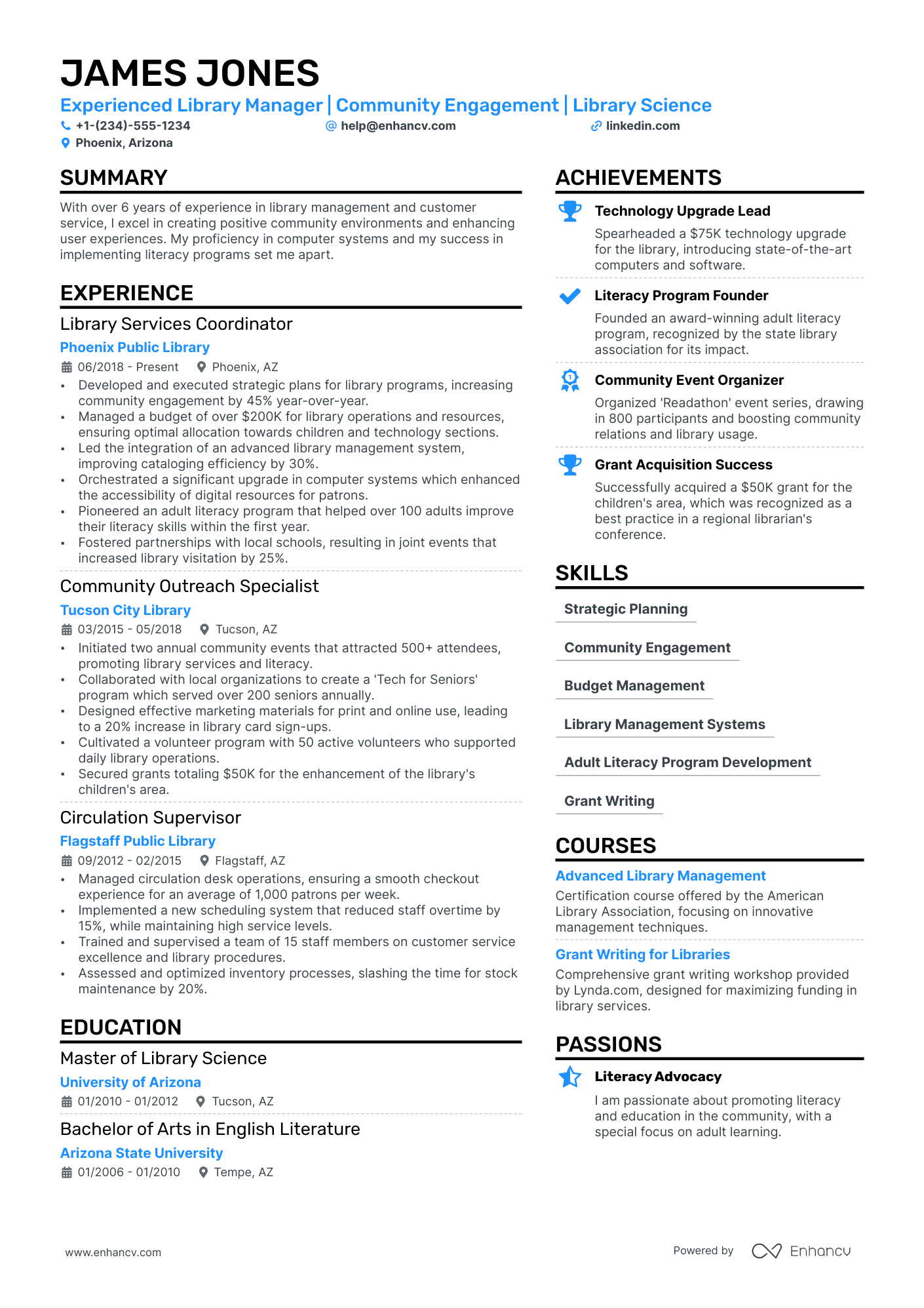 Library Director Resume Example