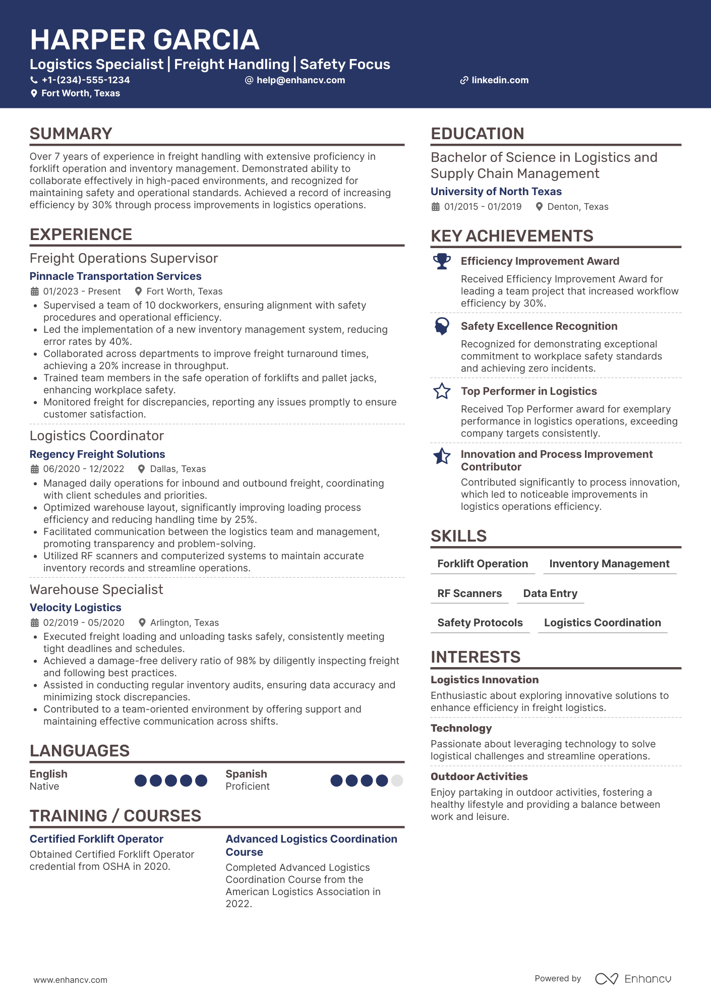 FedEx Freight Dockworker Resume Example