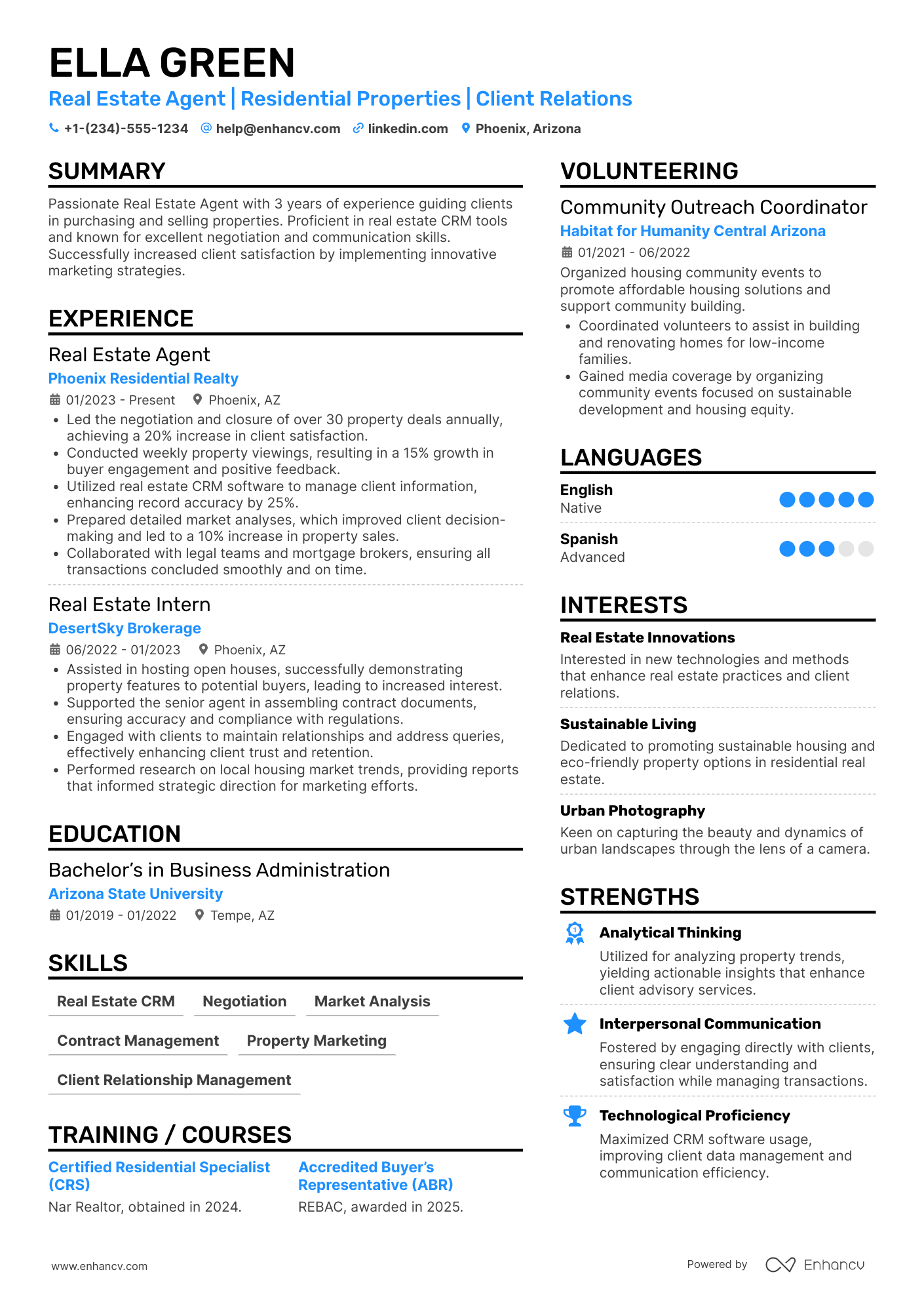 Associate Real Estate Agent Resume Example