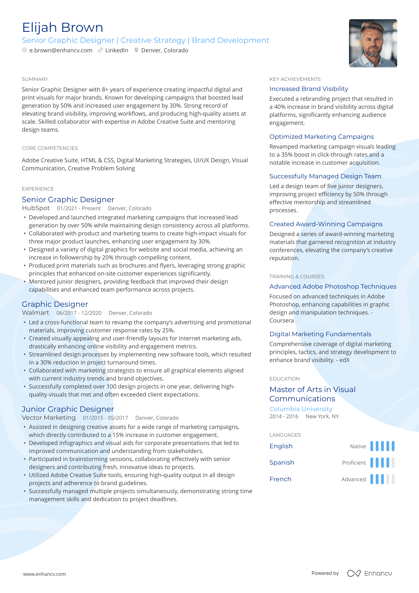 Senior Graphic Designer Resume Example