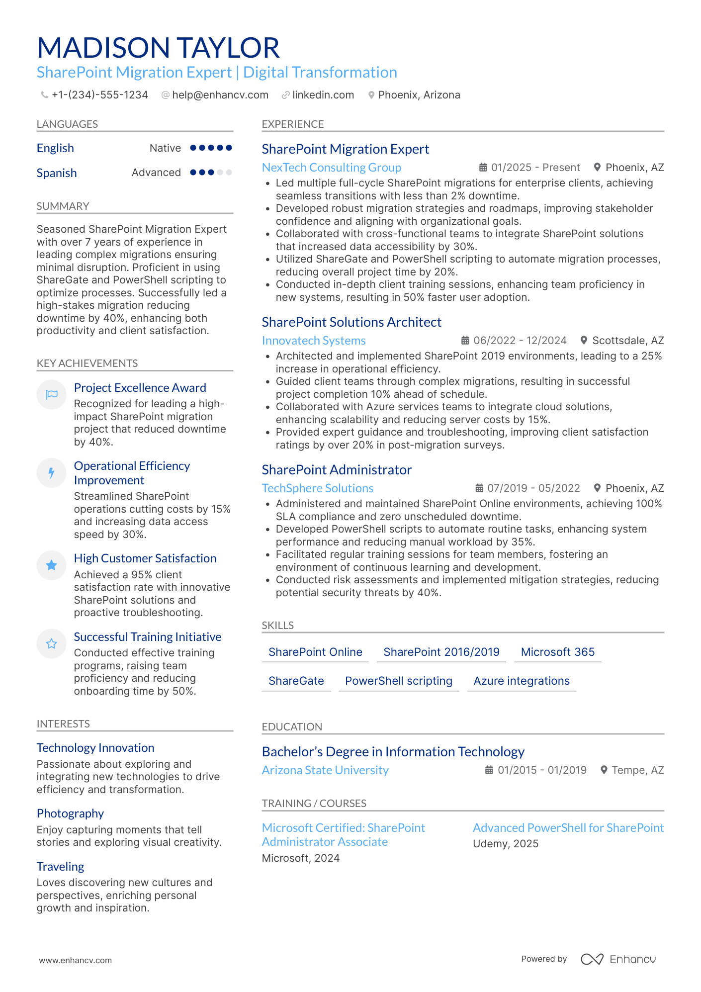 SharePoint Migration Expert Resume Example