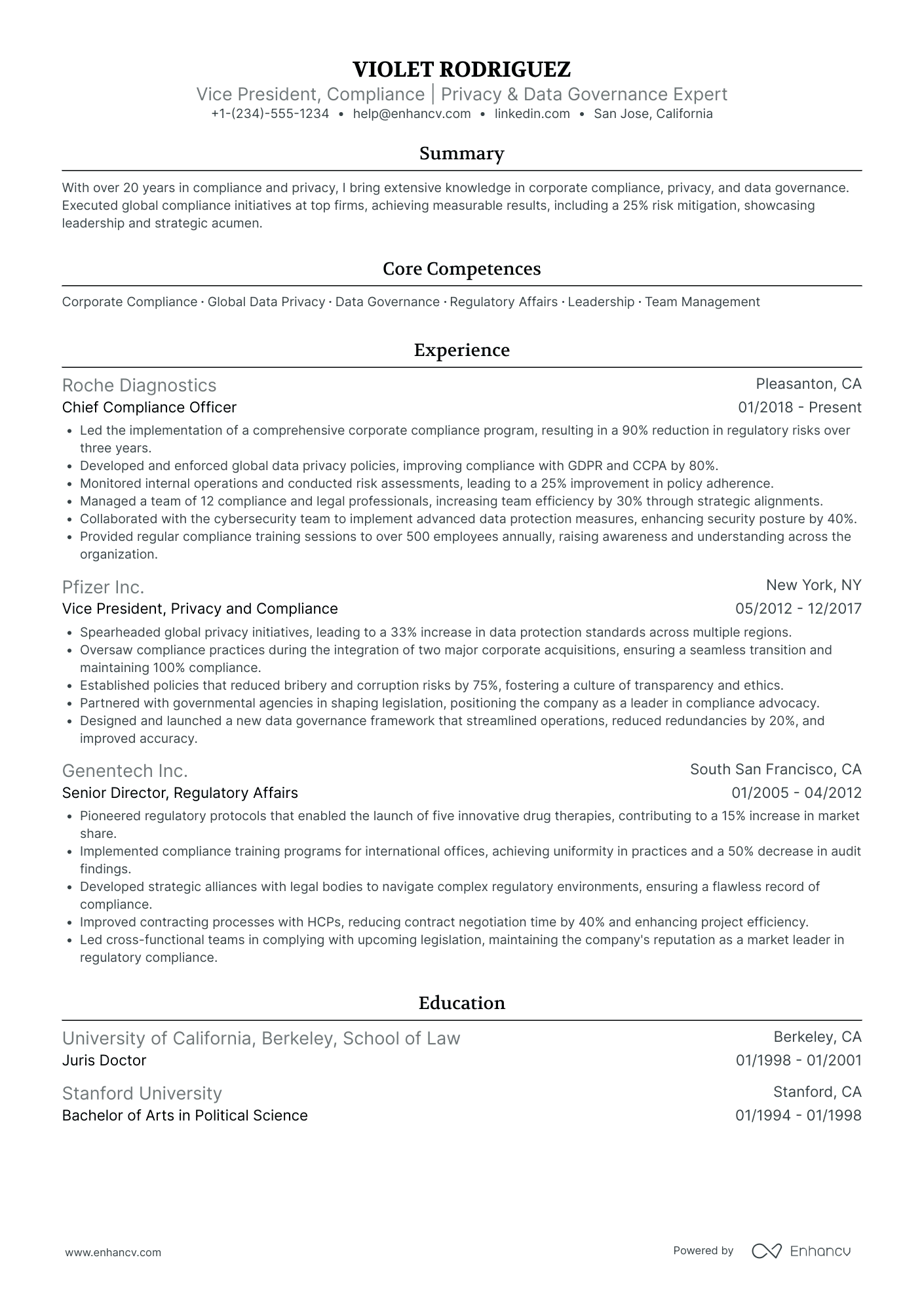 Chief Compliance Officer in Healthcare Resume Example