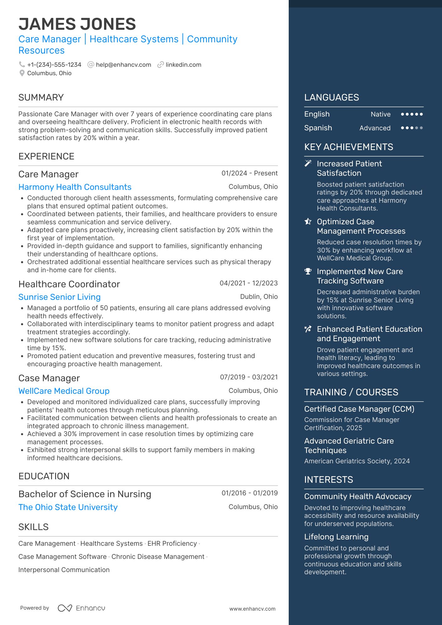 Care Manager Resume Example