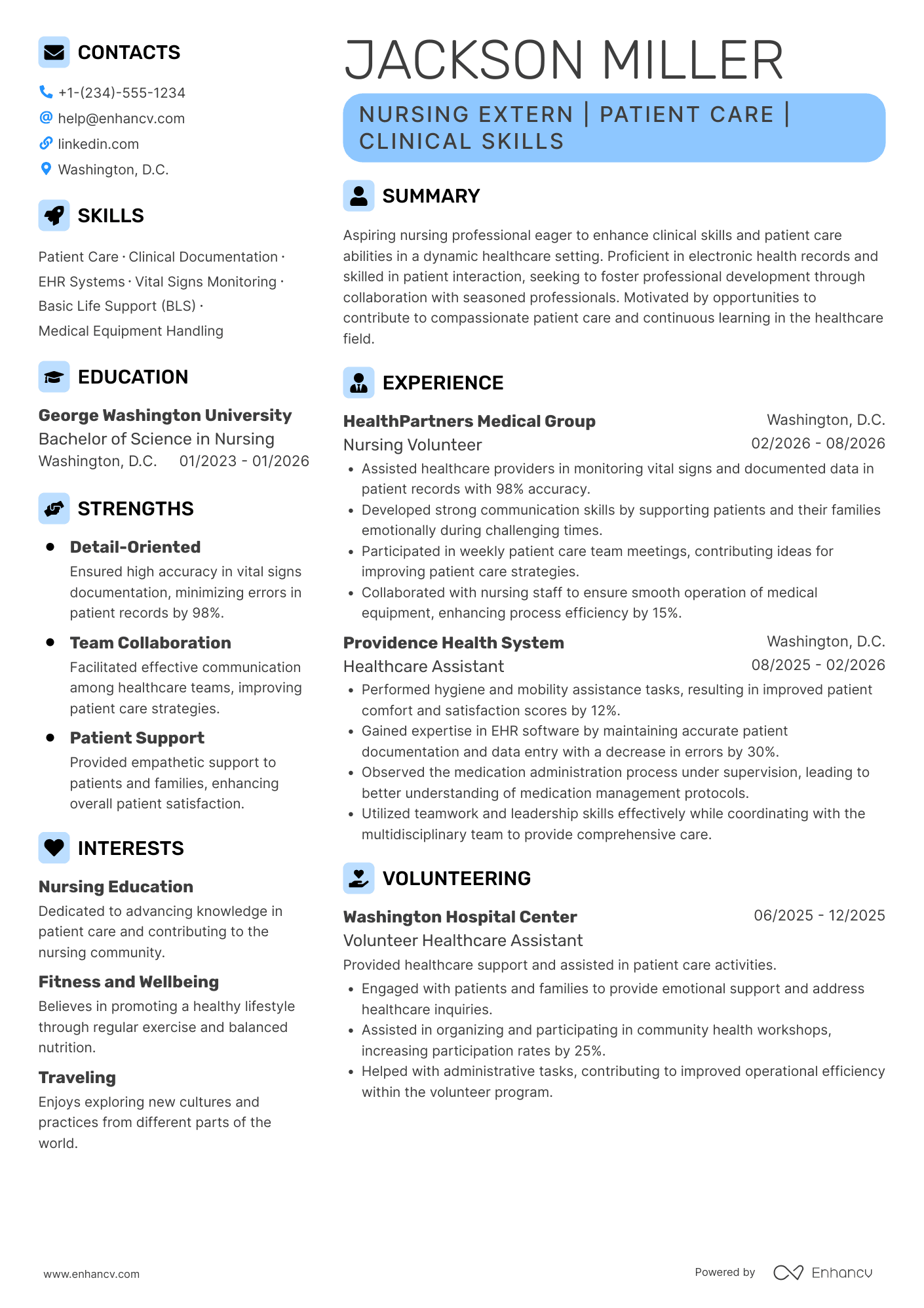 Nursing Student Extern Resume Example