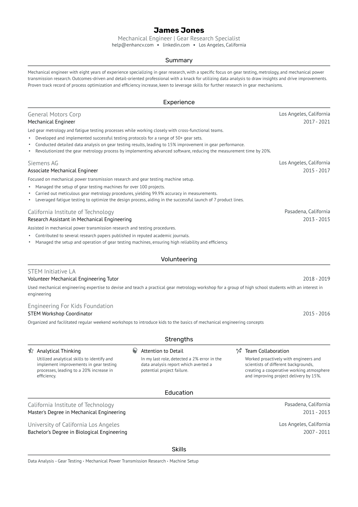 Undergraduate Researcher Resume Example