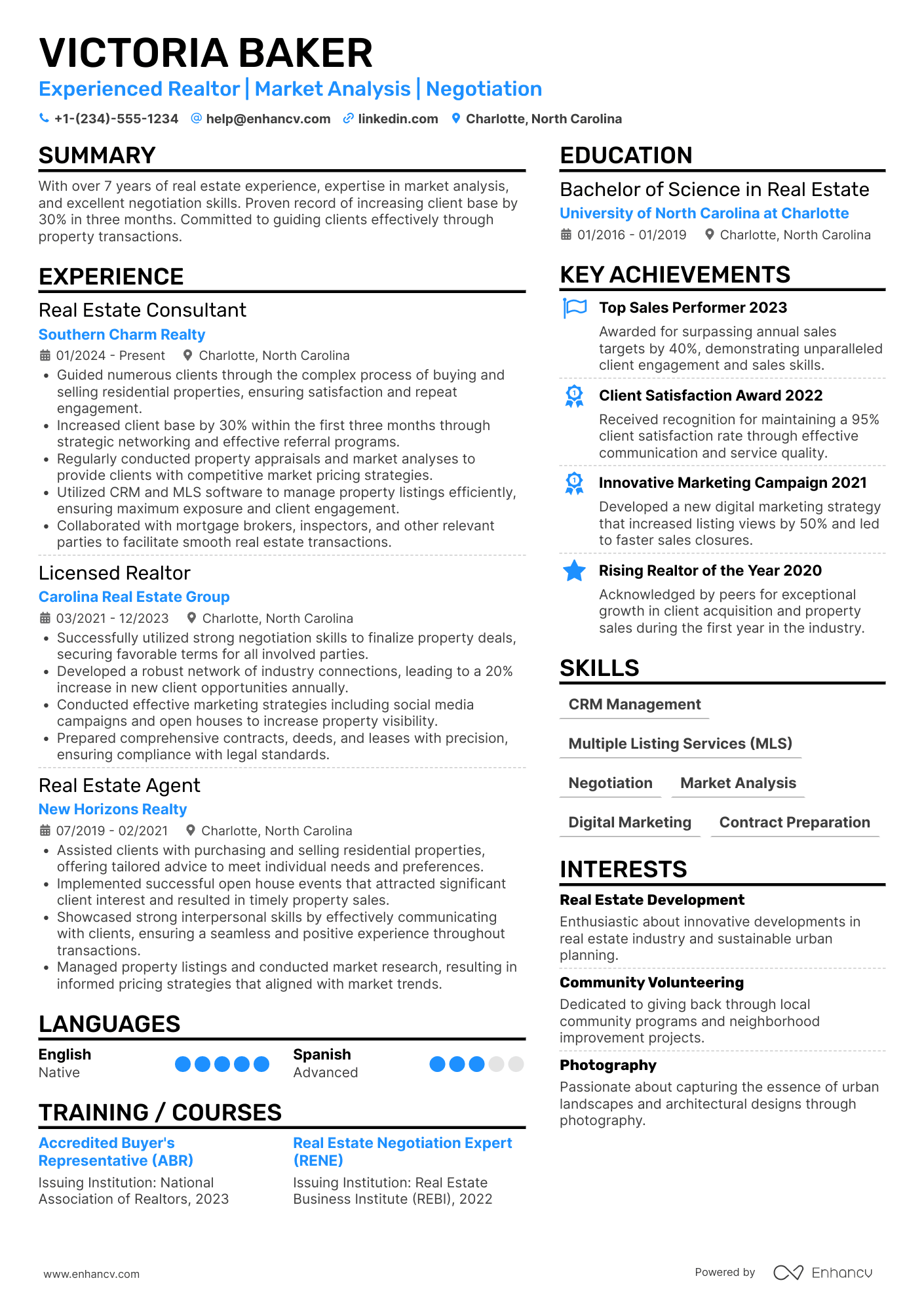 Independent Realtor Resume Example