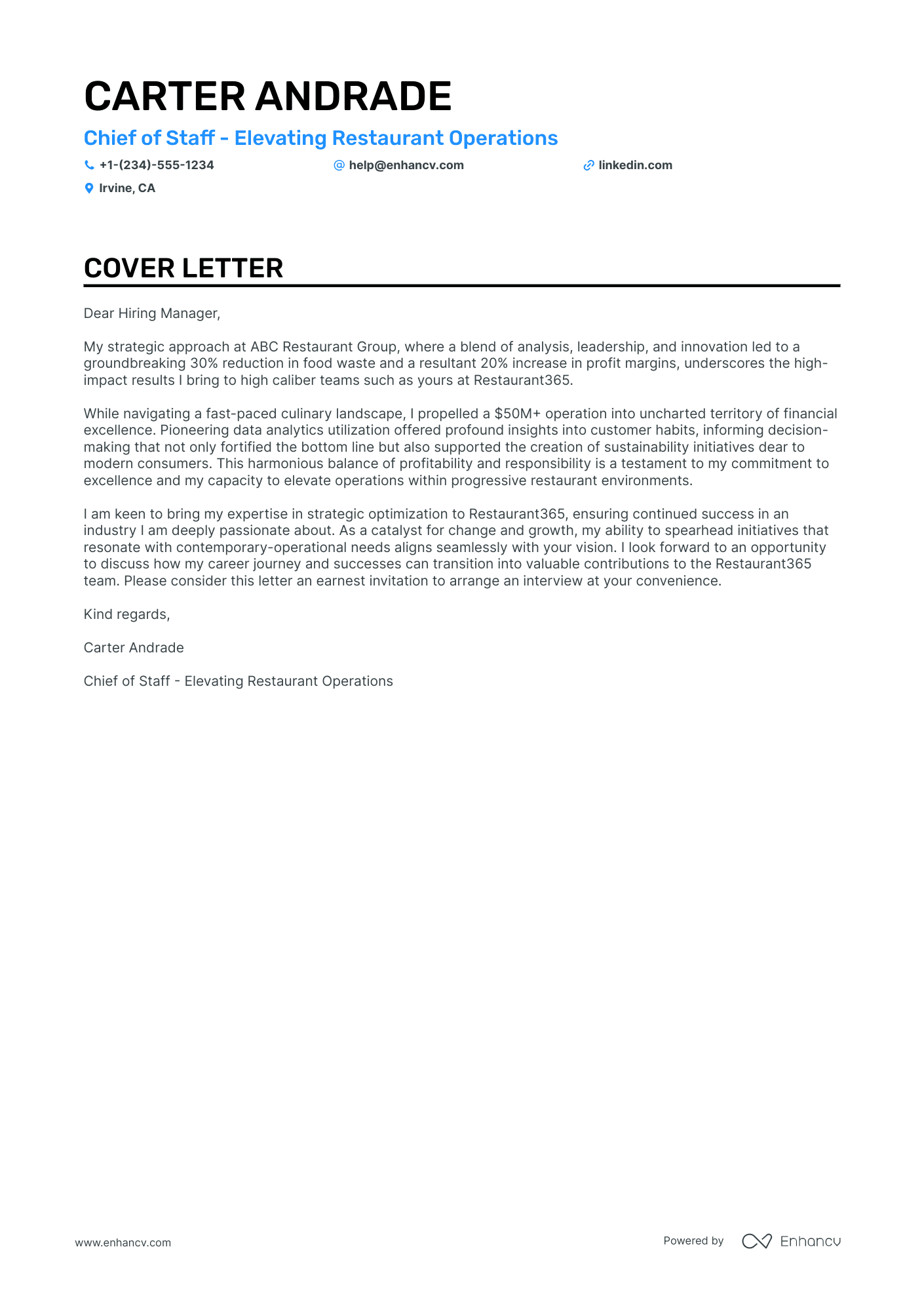 Chief of Staff Resume Example