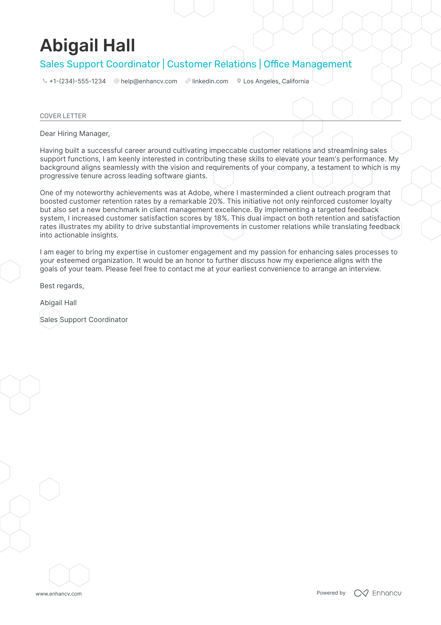 Sales Support Coordinator Resume Example