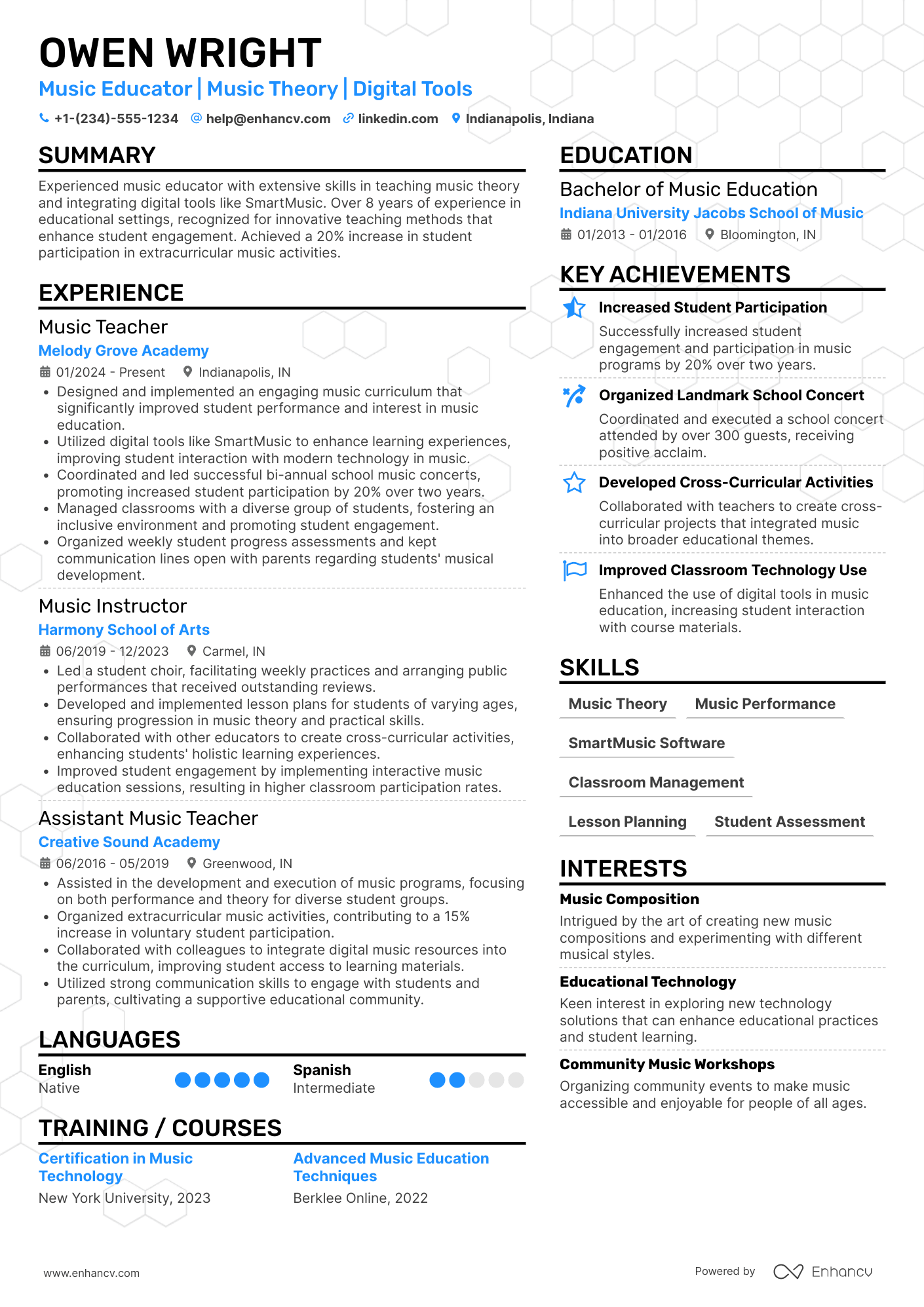 Substitute Music Teacher Resume Example
