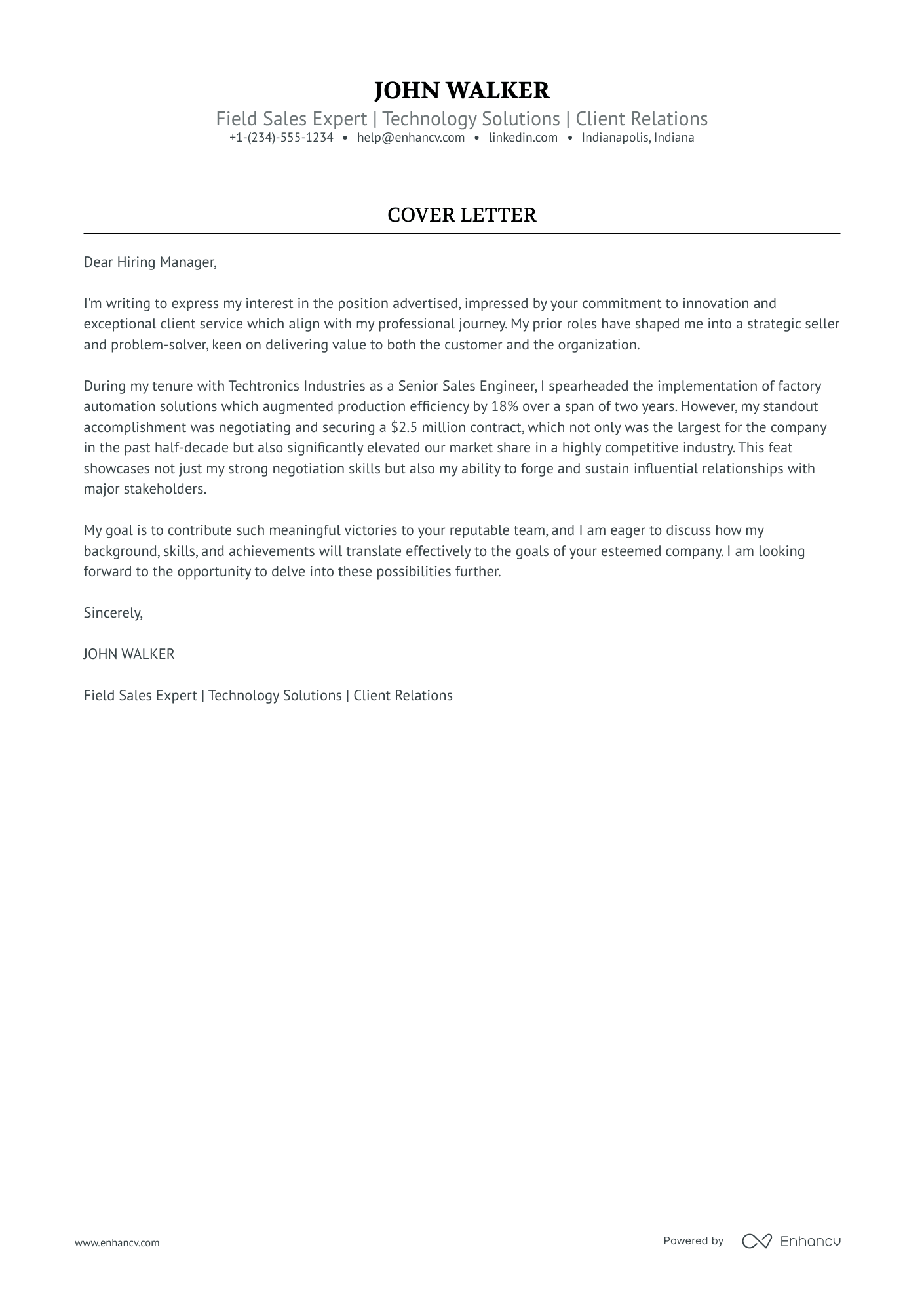Field Sales Representative Resume Example