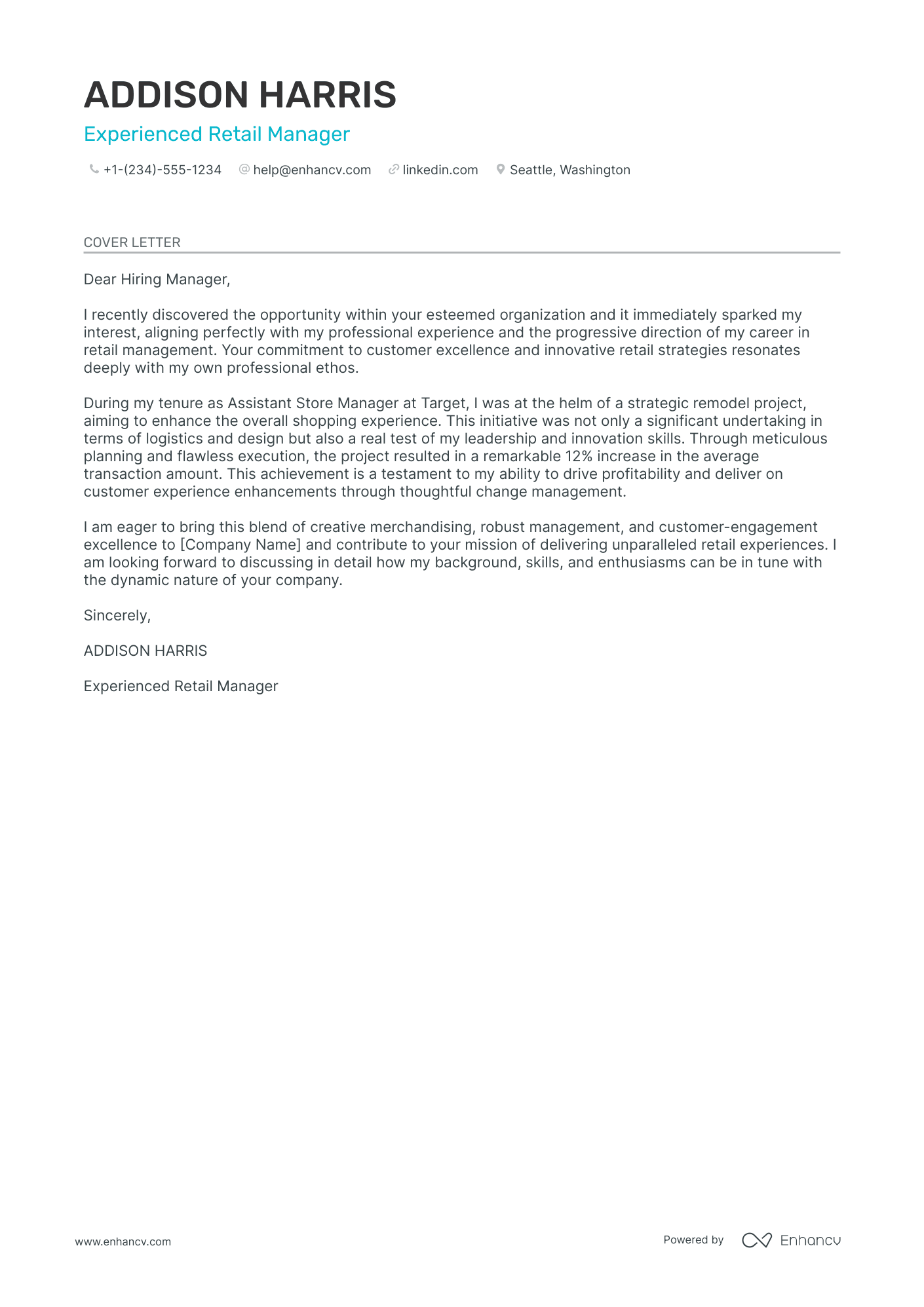 CVS Store Manager Resume Example