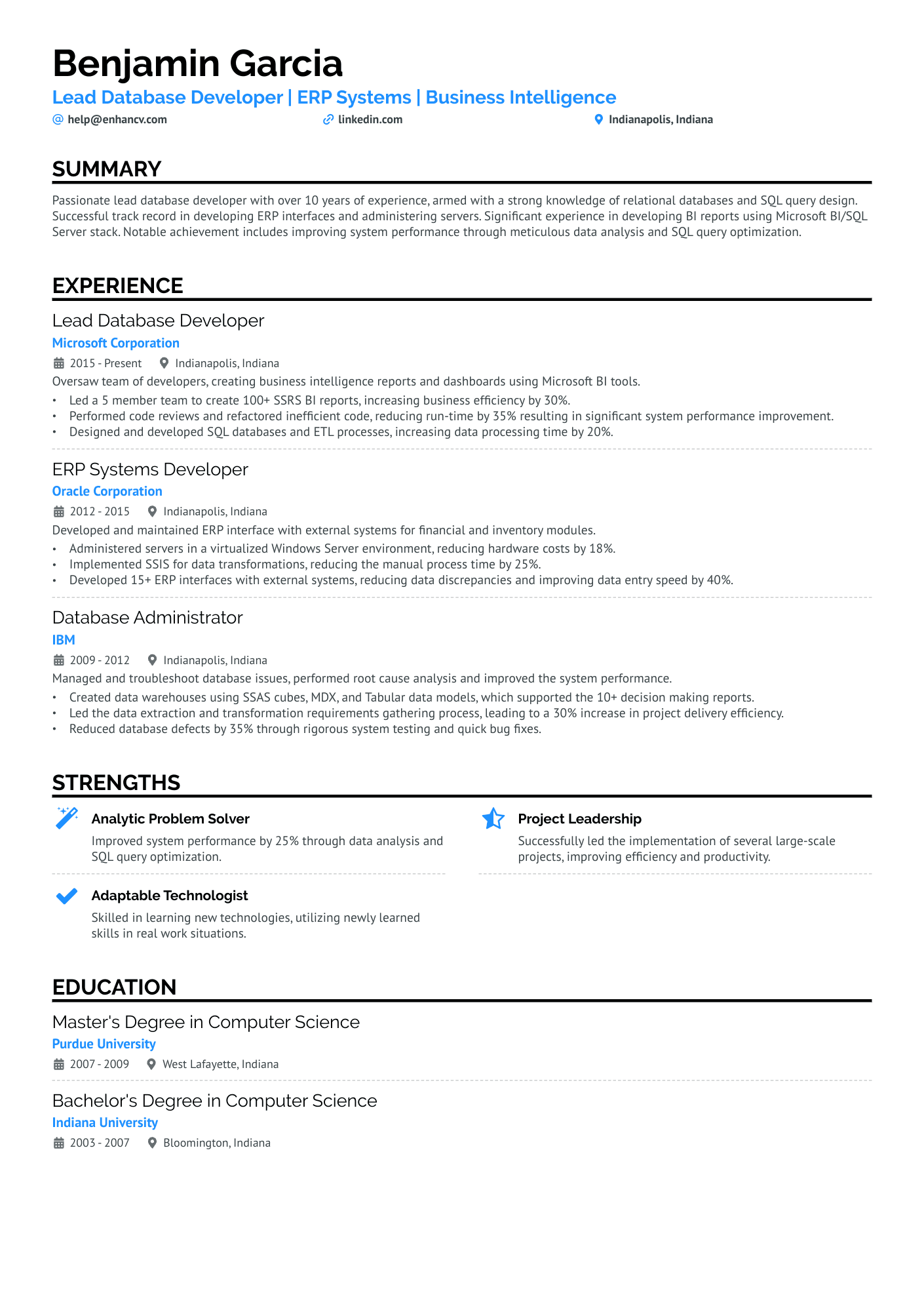 SQL BI Developer Resume Example