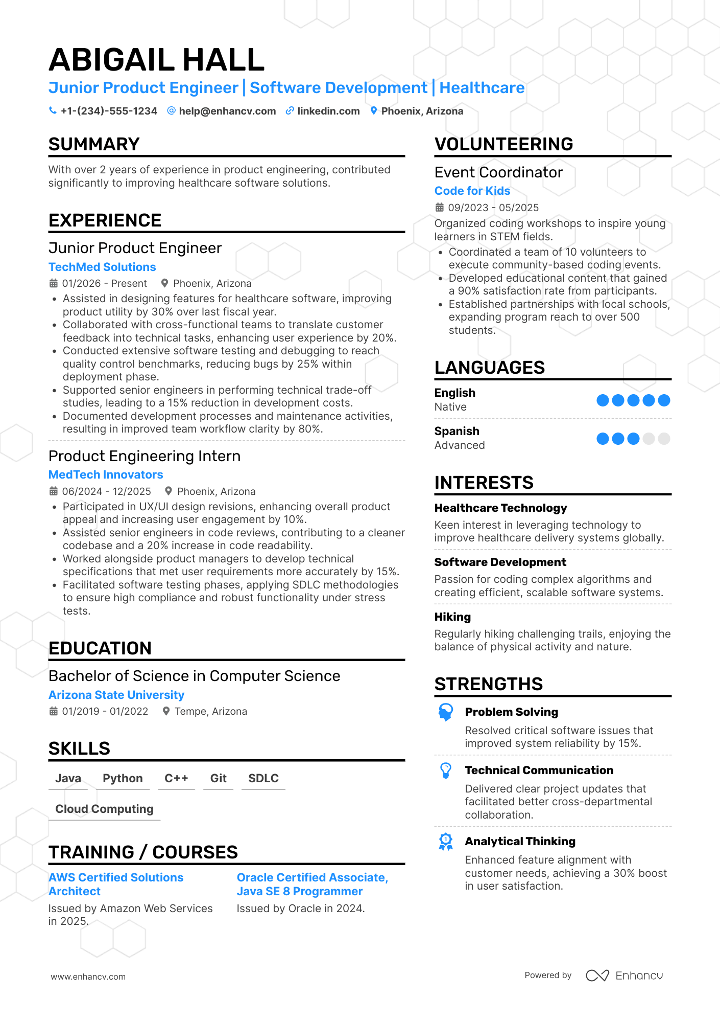 Associate Product Engineer Resume Example
