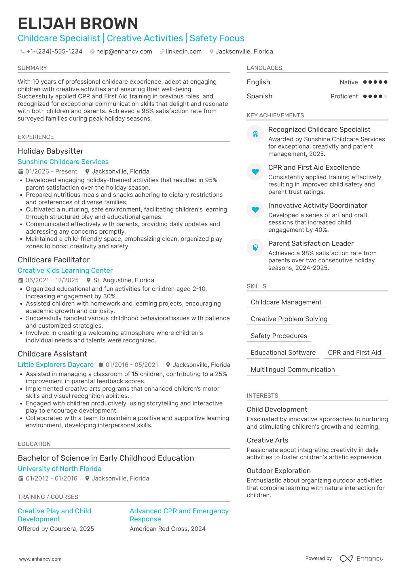 Holiday Babysitter Resume Example
